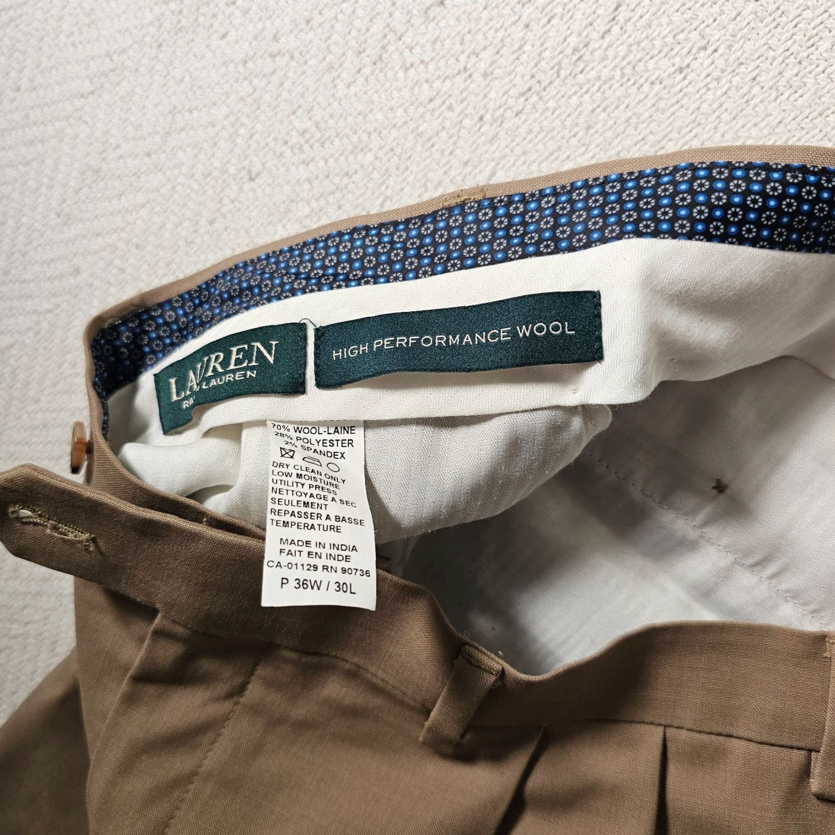 Ralph Lauren Lauren Ralph Lauren Men Dress Pants Wool 36x30 Tan Brown Pleated Cuff Classic Straight 30 Inseam Size 36 Regular Dry-clean Only N/A Size US 36 / EU 52 - 3 Thumbnail