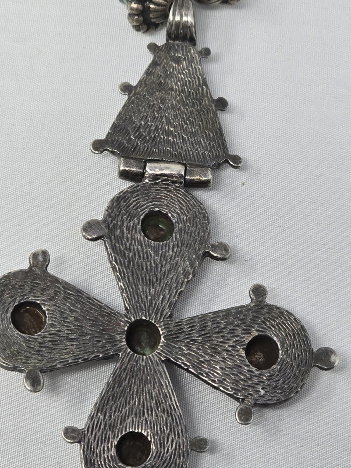 The Unbranded Brand Sterling Silver Cross Pendant Necklace w/ multiple gemstones Size ONE SIZE - 6 Thumbnail