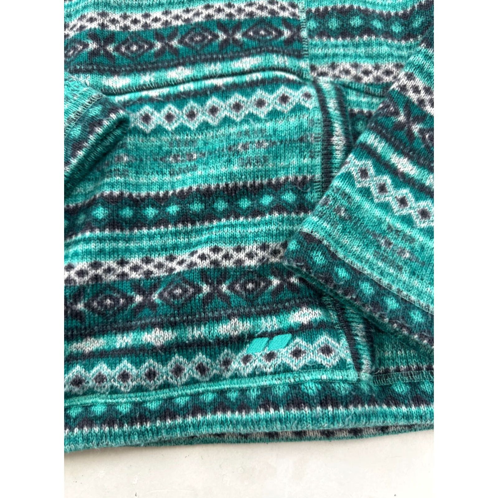 Vintage Köppen Hoodie Womens Medium Green Fair Isle Pattern Sherpa Lined Hood Pullover Size M / US 6-8 / IT 42-44 - 4 Thumbnail