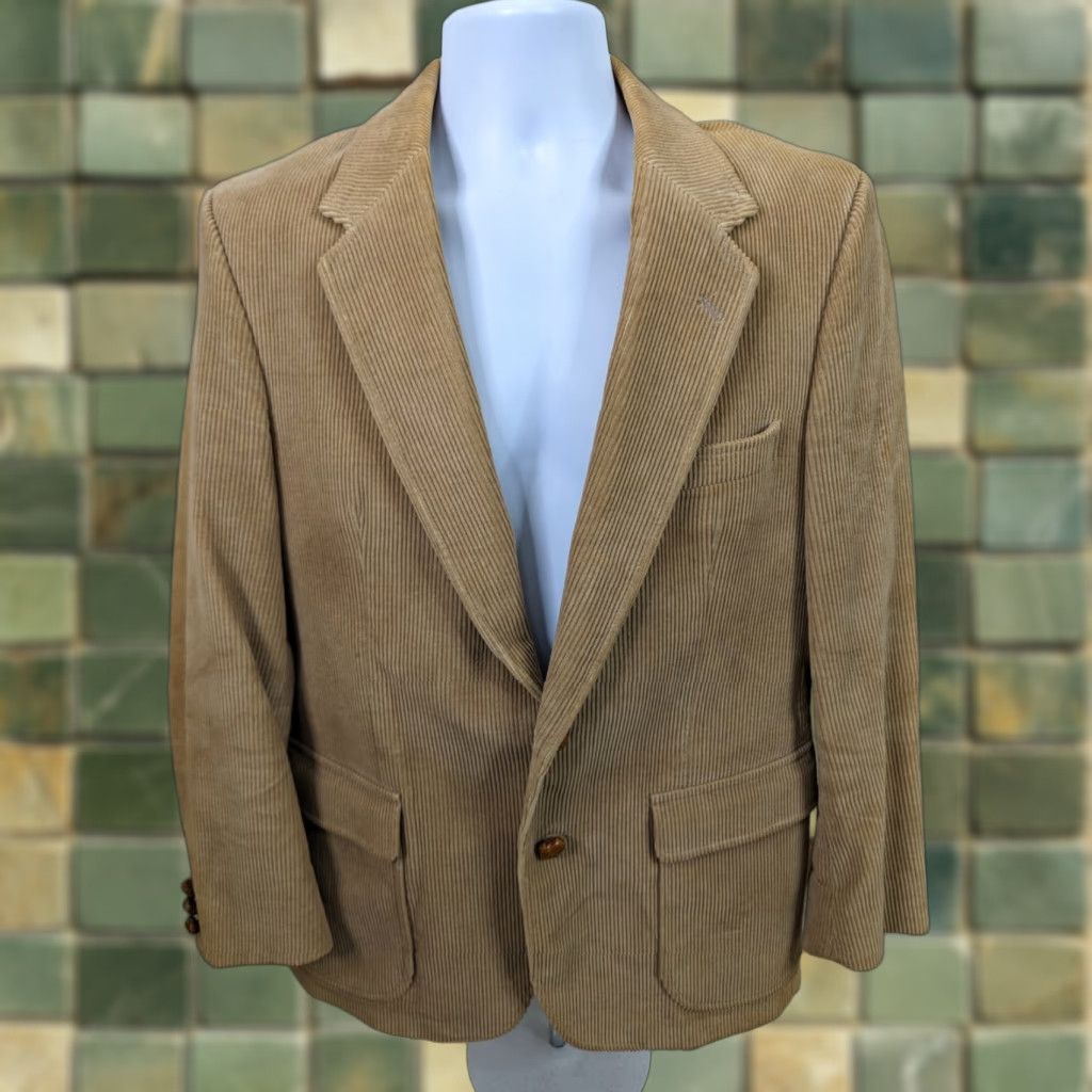 Vintage VINTAGE Mens Tan Corduroy Blazer Sport Coat Suit Jacket Sz 42R /Medium Size 42R - 1 Thumbnail