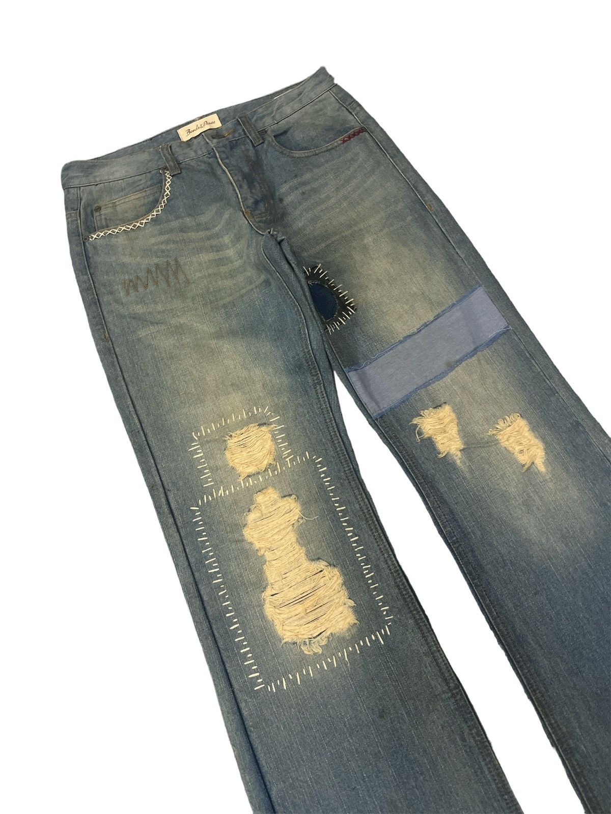If Six Was Nine FLARED💥BONDS&PEACE SASHIKO BORO KAPITAL STYLE PANT Size US 30 / EU 46 - 6 Thumbnail