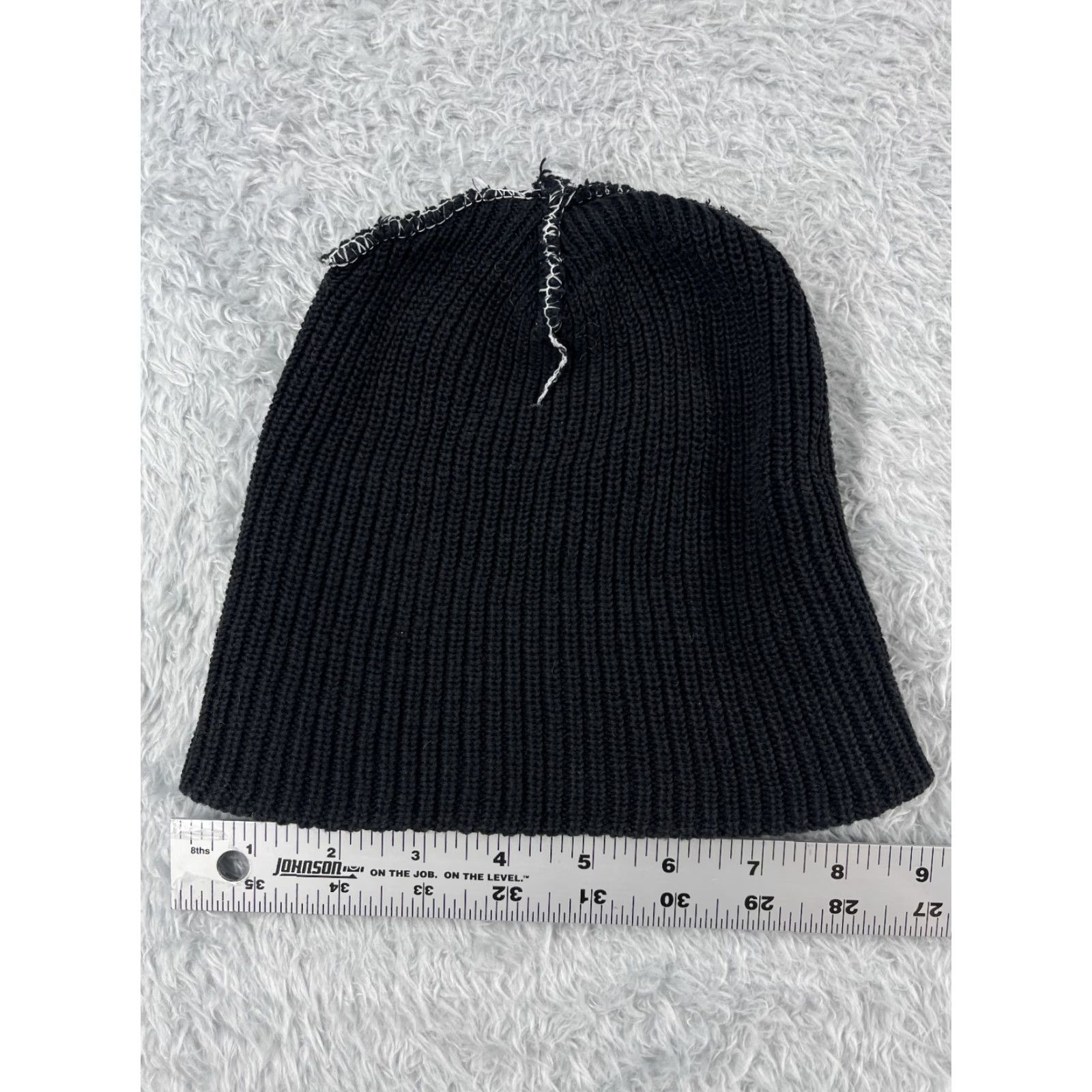 Vintage Black Acrylic Double Knitted Beanie Toque - Adult One Size - Lightweight Winter Ski Hat - Unisex Outdoor Casual Size ONE SIZE - 4 Thumbnail