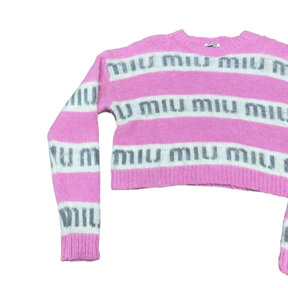 Miu Miu Miu Miu Logo Mohair Crop Knit Sweater Size XS / US 0-2 / IT 36-38 - 2 Thumbnail