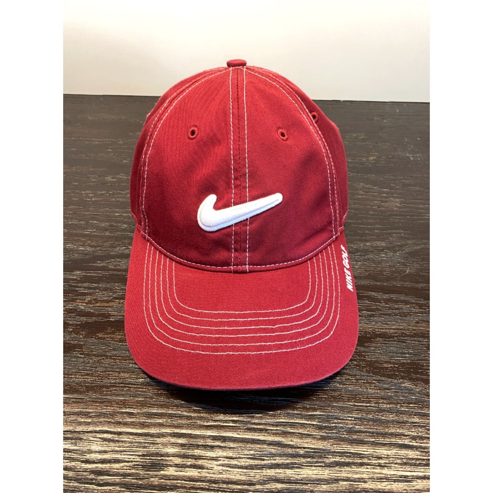 Nike VINTAGE Nike Golf Hat Cap Mens One Size Red Cotton Twill Adjustable Sports Cap Size ONE SIZE - 2 Thumbnail