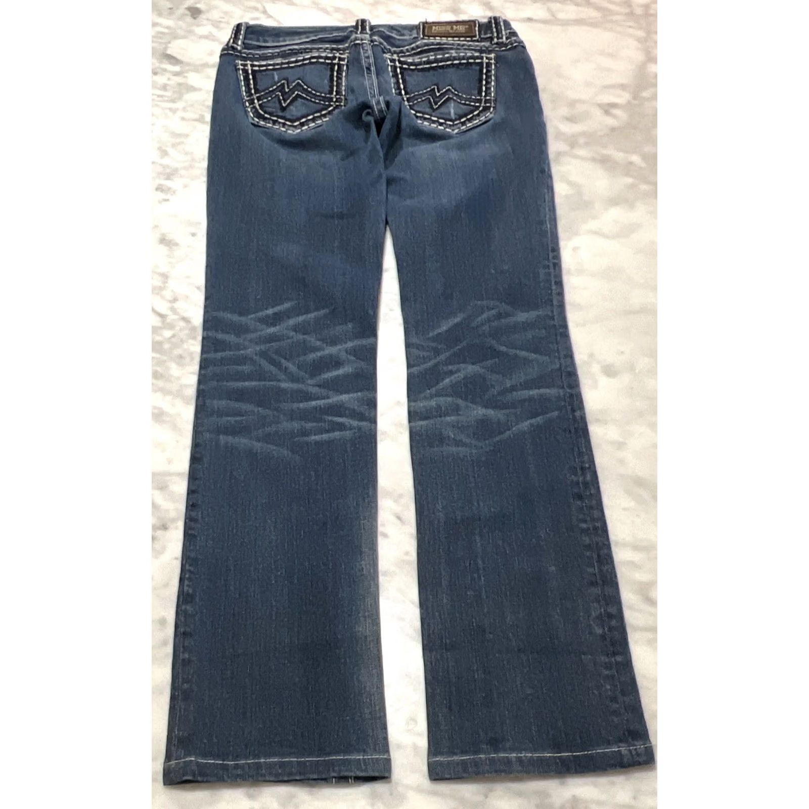 Miss Me Miss Me Jeans Skinny Straight Low Rise 29 Thrashed Cotton Elastn Style JPD1033ST Size 29" - 7 Thumbnail