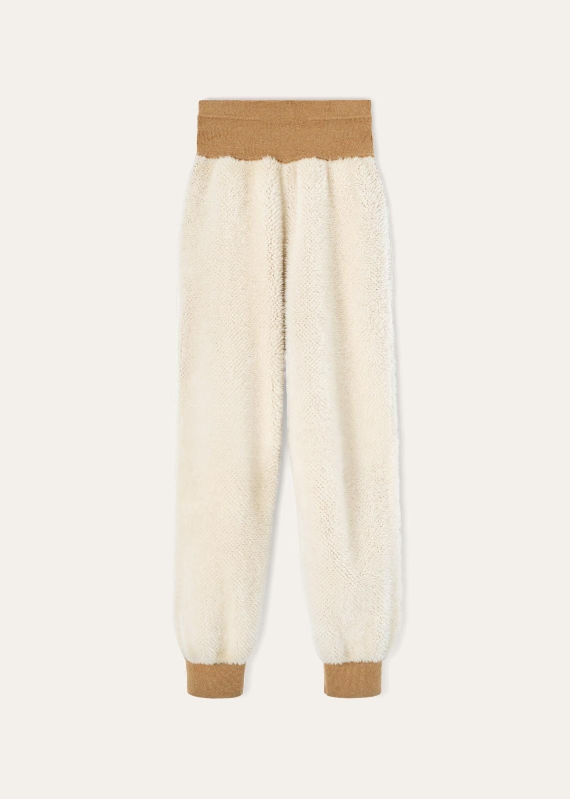 Loro Piana o1srvl11e1224 Gadiel Shearling Joggers in Ivory & Brown Size 28" / US 6 / IT 42 - 1 Thumbnail