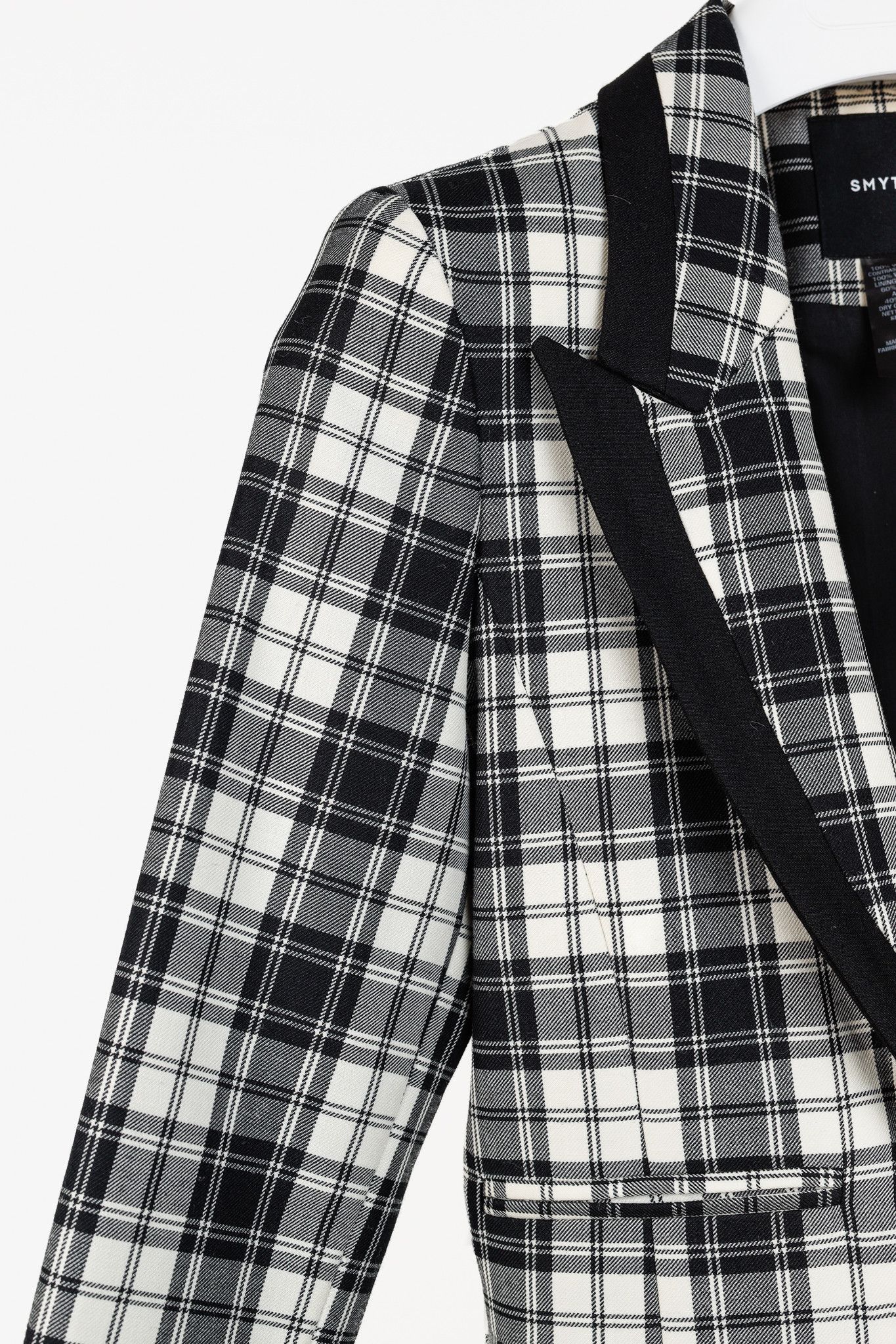 SMYTHE Smythe PS/20 Plaid Wool Taped Peak-Lapel Blazer Size S / US 4 / IT 40 - 5 Thumbnail