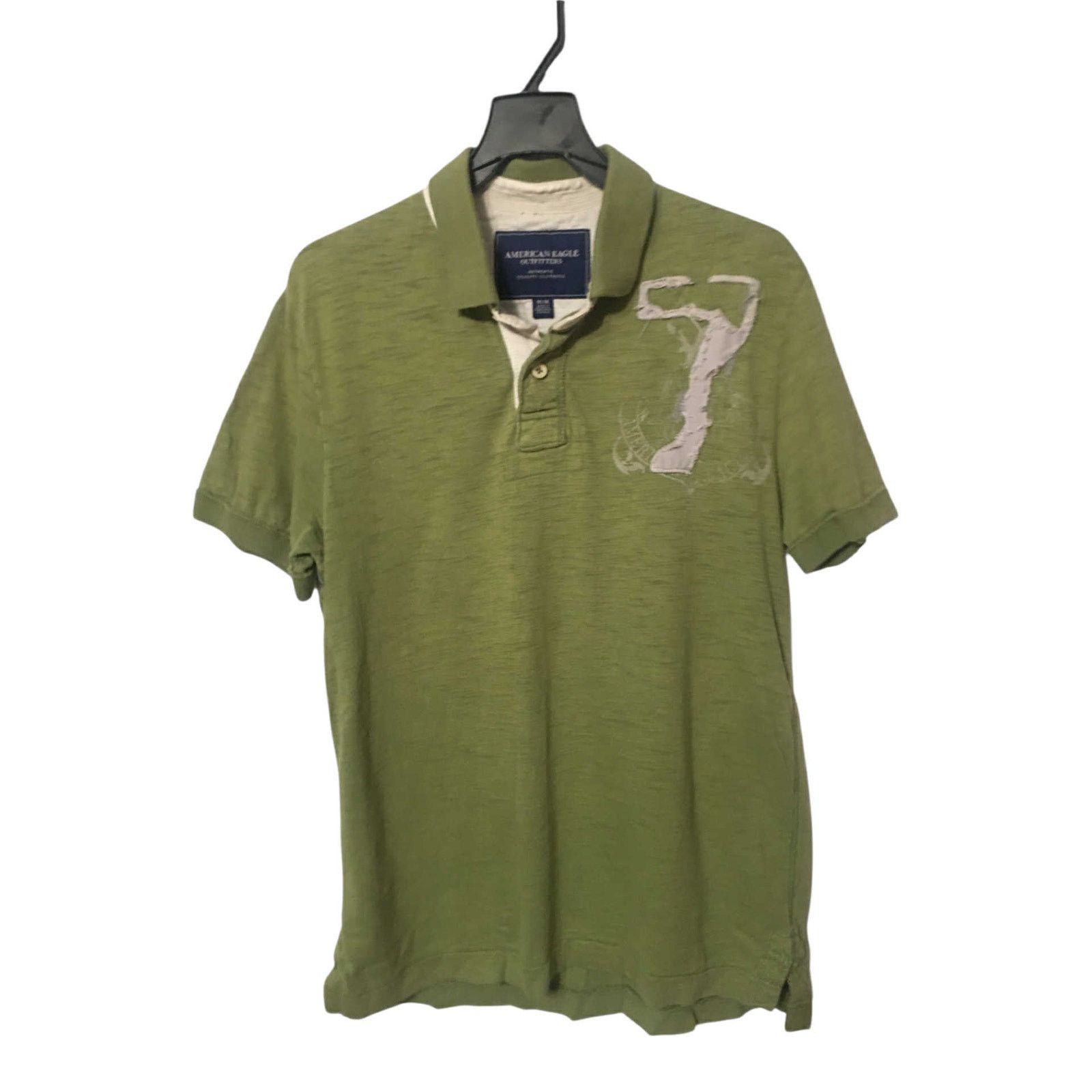 American Eagle Outfitters VINTAGE Y2K American Eagle Men's Polo Green Embroidery 7 Med Size S / US 4 / IT 40 - 1 Thumbnail