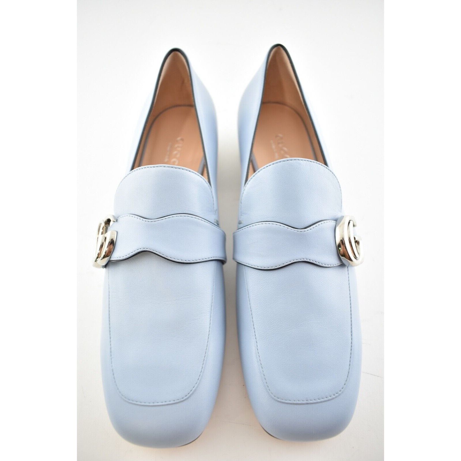 Gucci Gucci Marmont Blue Silver Double GG Logo Block Heel Size US 10 / IT 40 - 7 Thumbnail