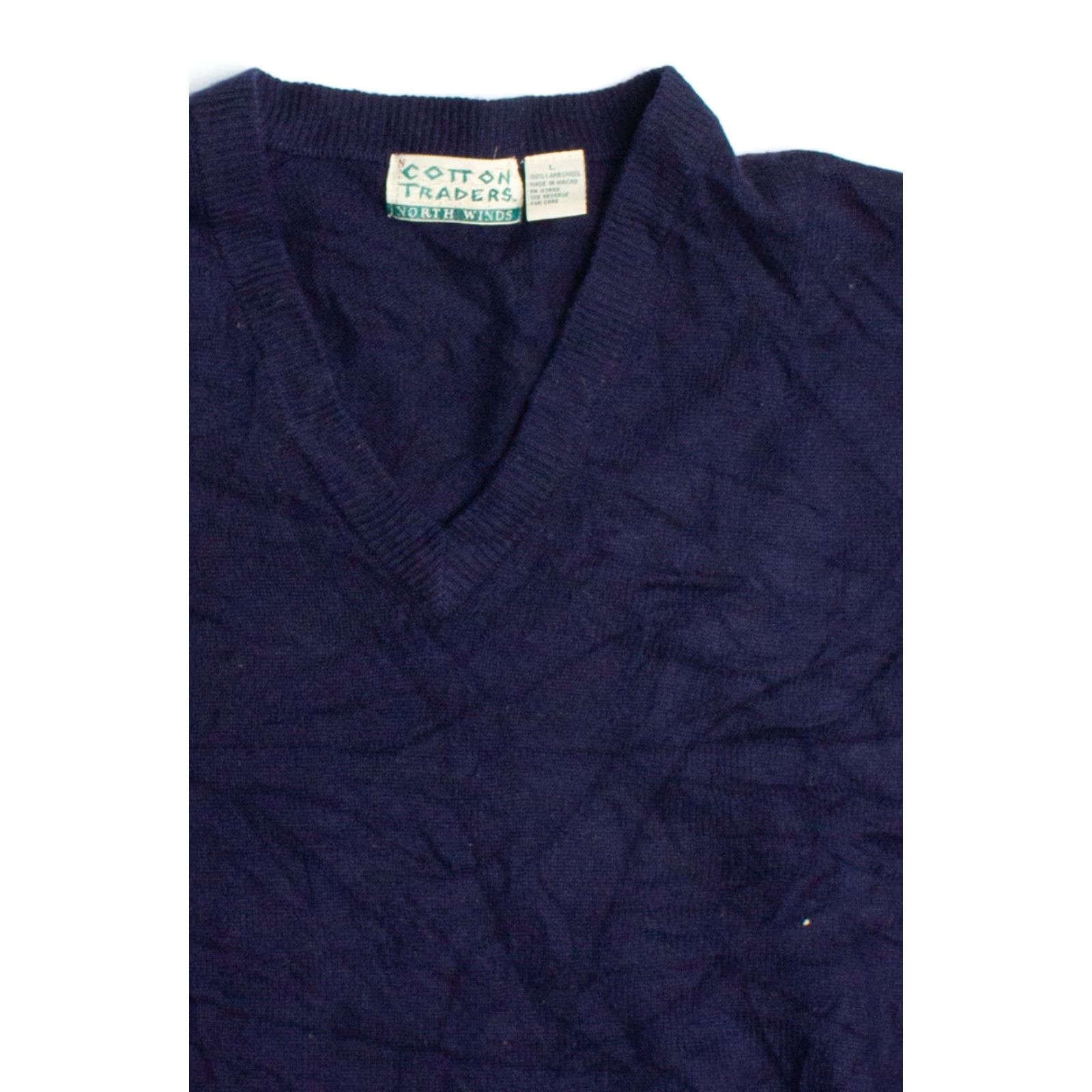 Cotton Traders VINTAGE Cotton Traders Vest Large Navy Blue 1980s Sleeveless Knit Top Wool Men’s Ladies? Size 42R - 2 Thumbnail