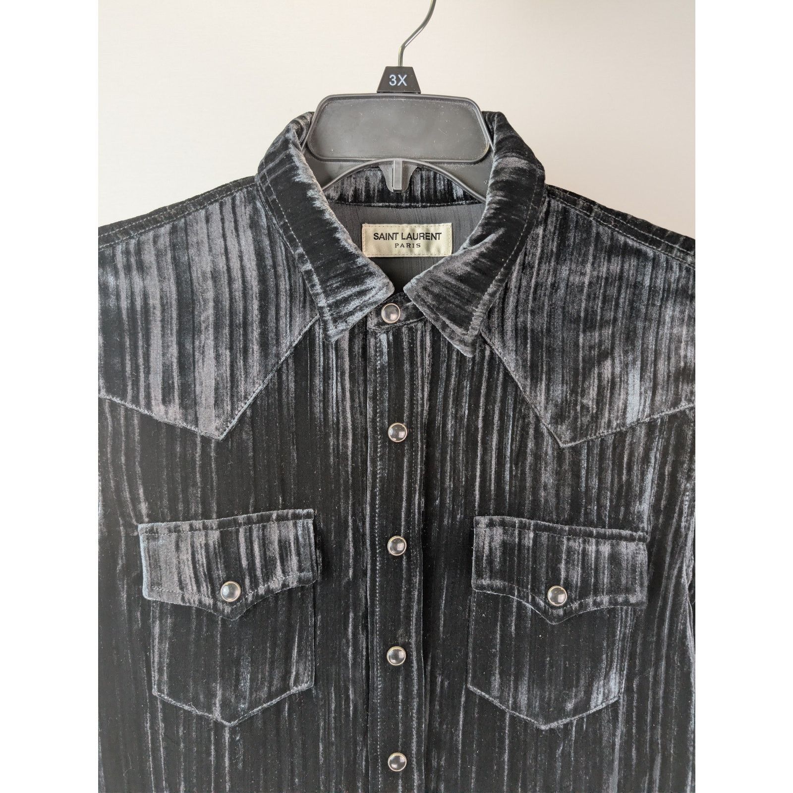 Saint Laurent Paris o1rshd1 CC20 Devore Ribbed Velvet Classic Western Shirt Size US M / EU 48-50 / 2 - 7 Thumbnail