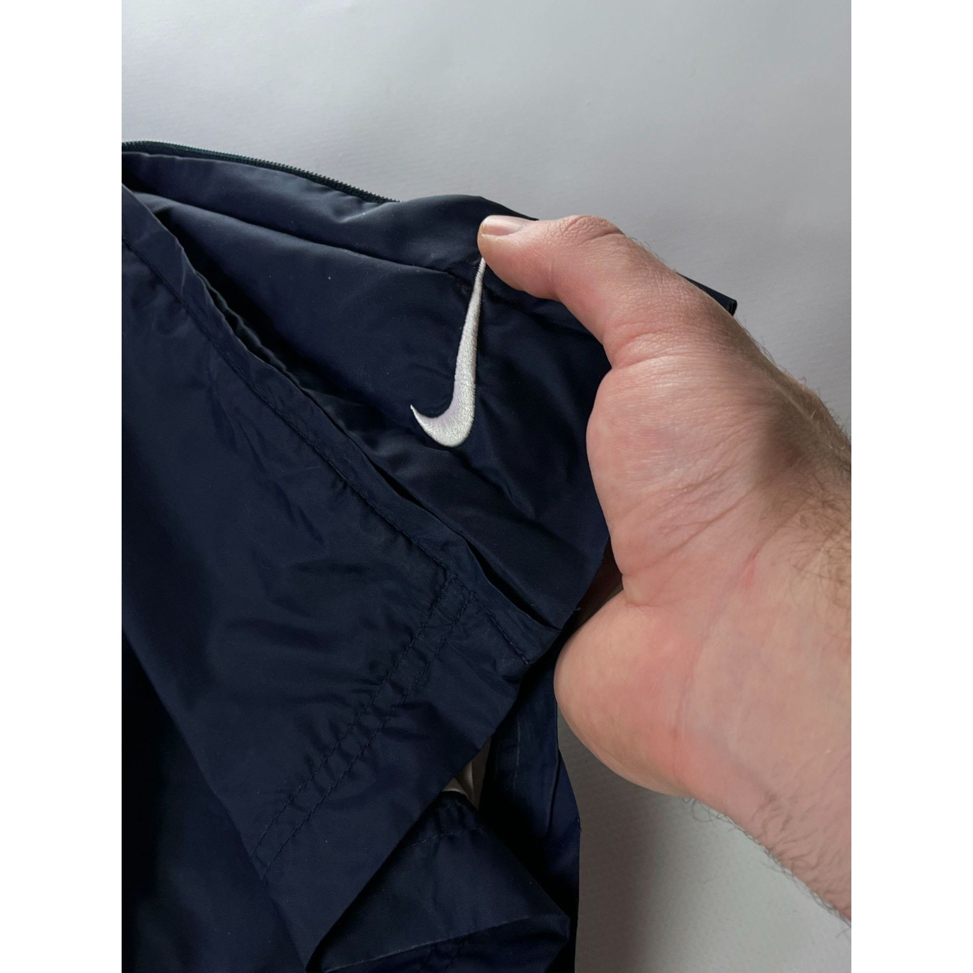 Nike × Vintage Nike Vintage 90s Navy Nylon Baggy Pants Size US 38 / EU 54 - 2 Thumbnail