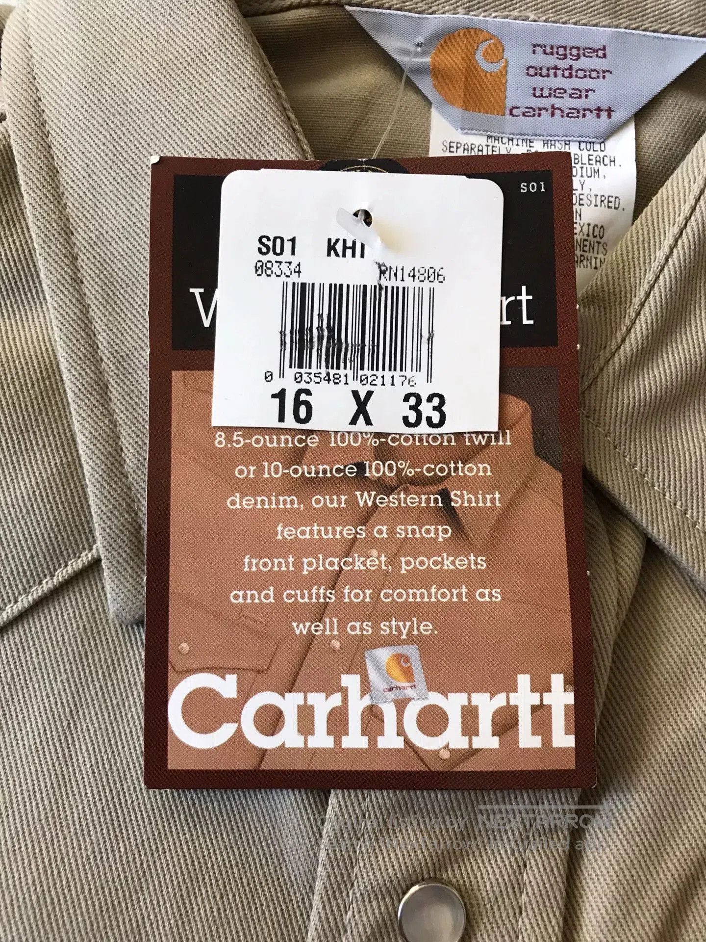 Carhartt Carhartt S01 KHI 16×33 Western Shirt. Size US M / EU 48-50 / 2 - 8 Thumbnail