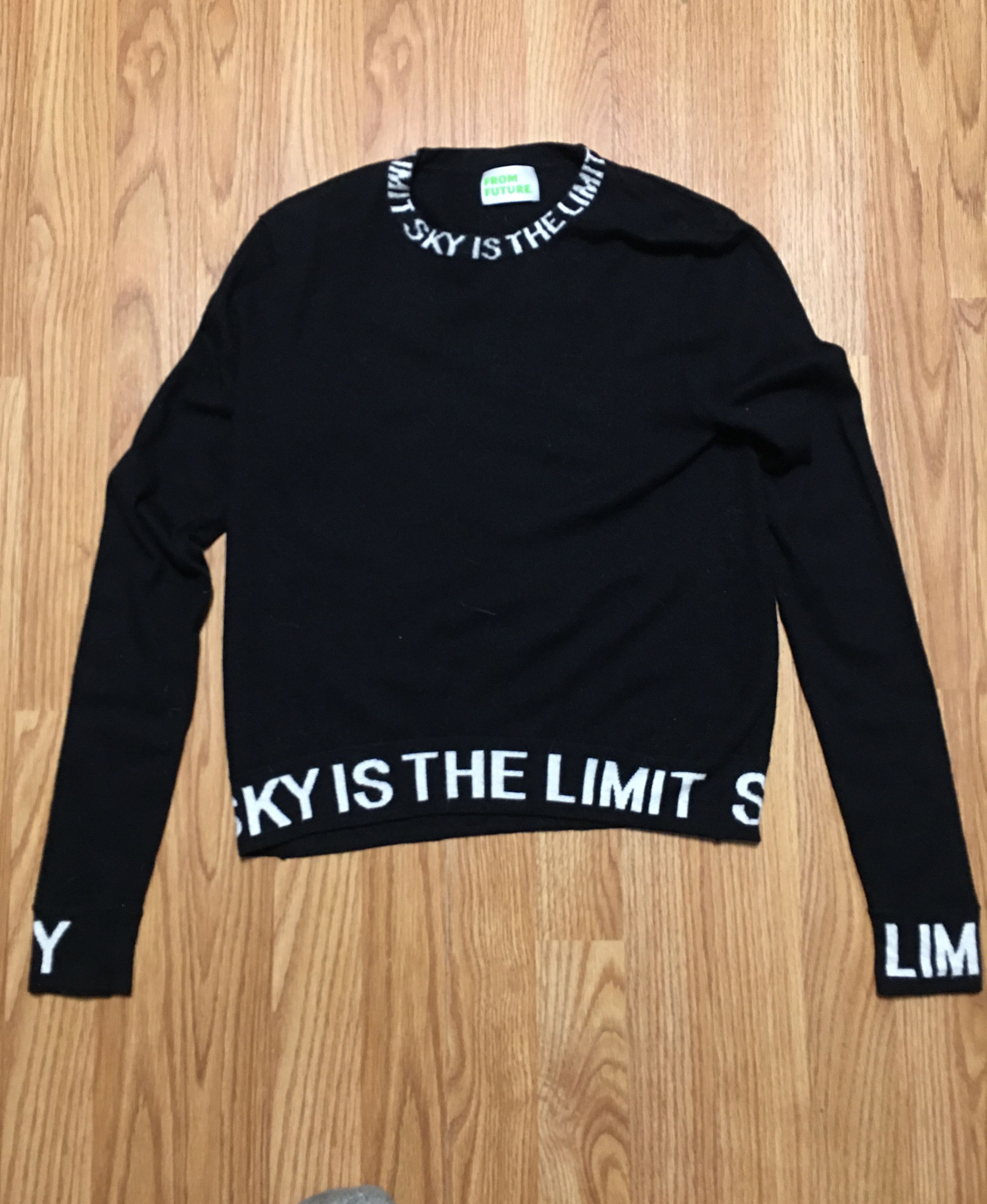 Designer FROM FUTURE Prime Wool Black Sweater "Sky is the limit" Size L / US 10 / IT 46 - 6 Thumbnail