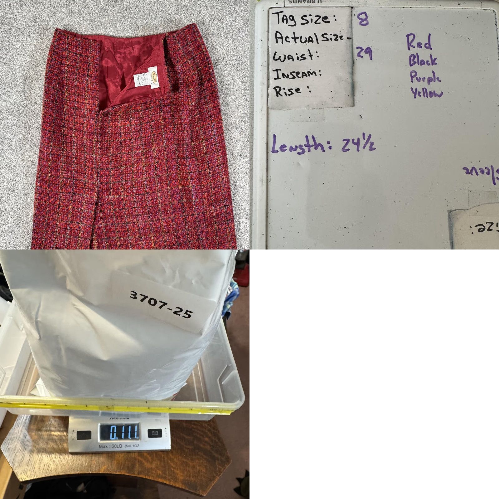 Talbots VINTAGE Talbots Skirt 8P Pencil Tweed Wool Blend Lined Back Zip 90s Preppy Workwear Red Womens Size 30" / US 8 / IT 44 - 8 Thumbnail