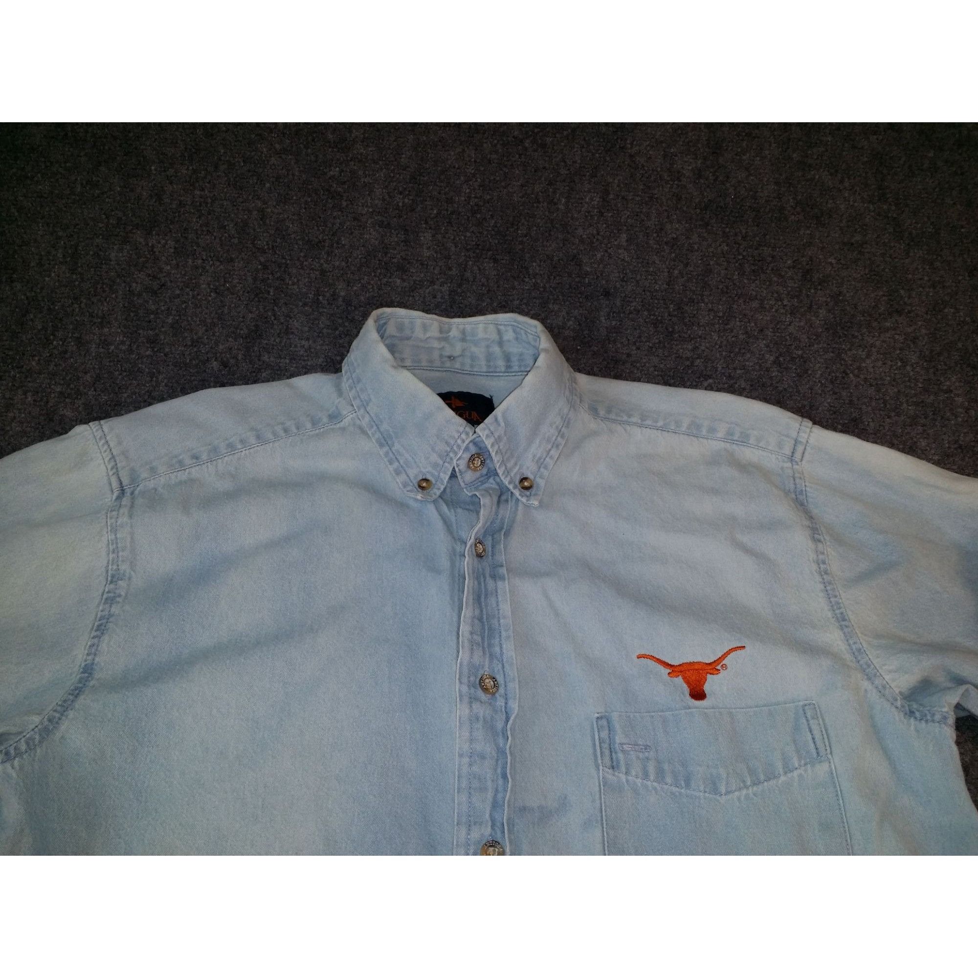 NCAA Texas Longhorns Button Up Shirt Men Sz S Blue Denim Orange A Size US S / EU 44-46 / 1 - 2 Thumbnail