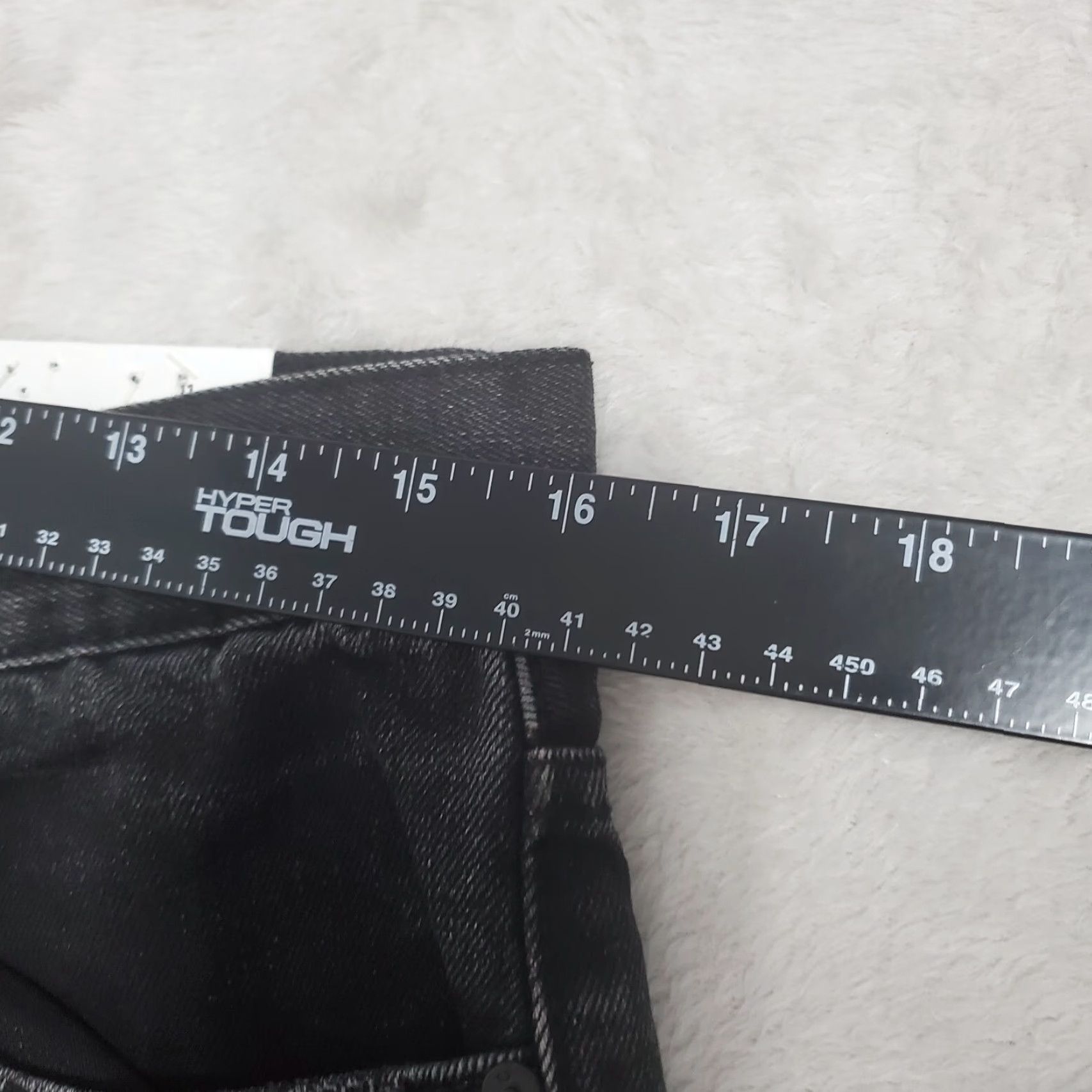 Vintage Kancan Jeans Women 11/29 Black High Rise Straight Leg Button Fly Distressed Jeans Size 29" - 7 Thumbnail