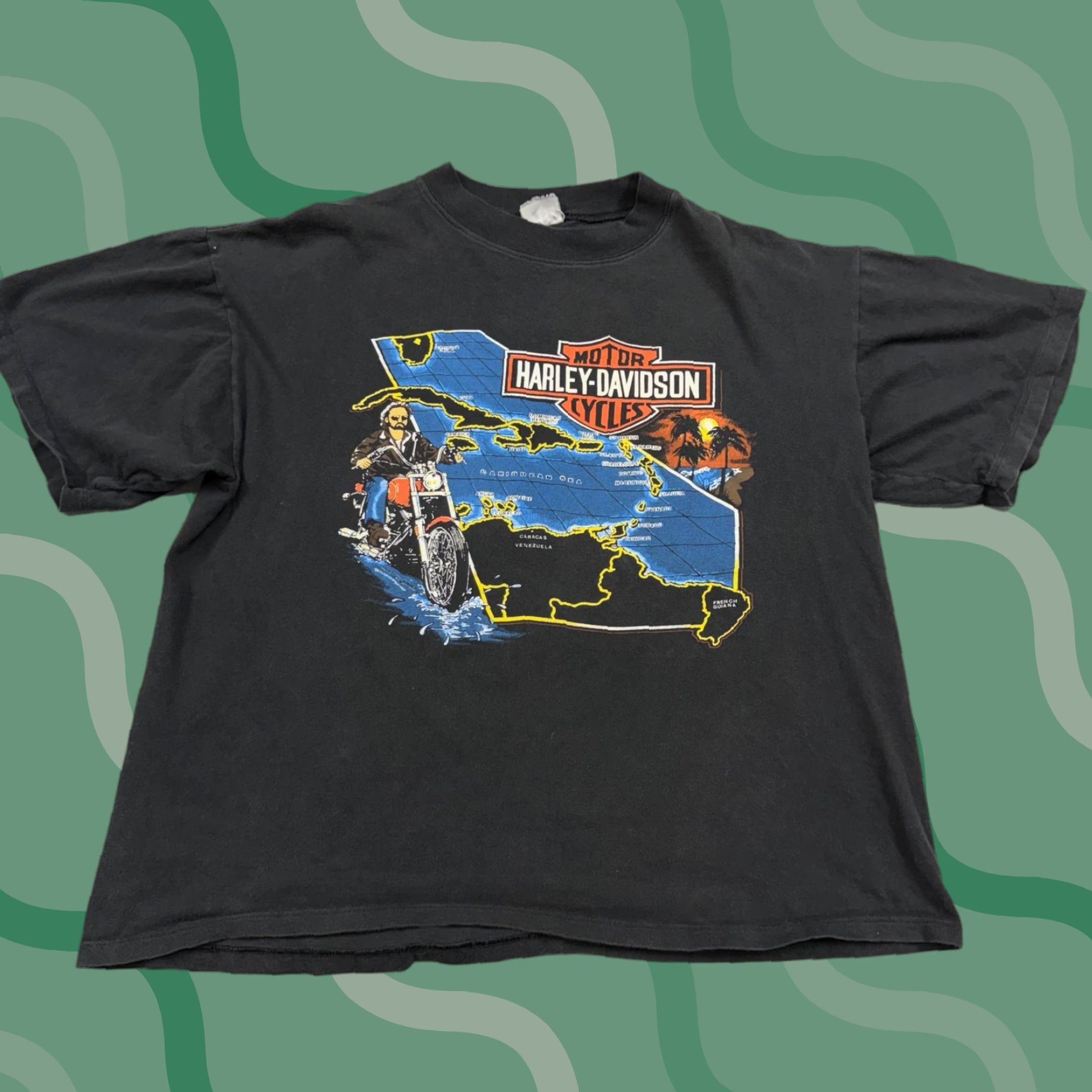Harley Davidson VINTAGE Harley-Davidson Shirt Mens XL Black Caribbean St Maarten Super Bikes Tee Size US XL / EU 56 / 4 - 1 Thumbnail