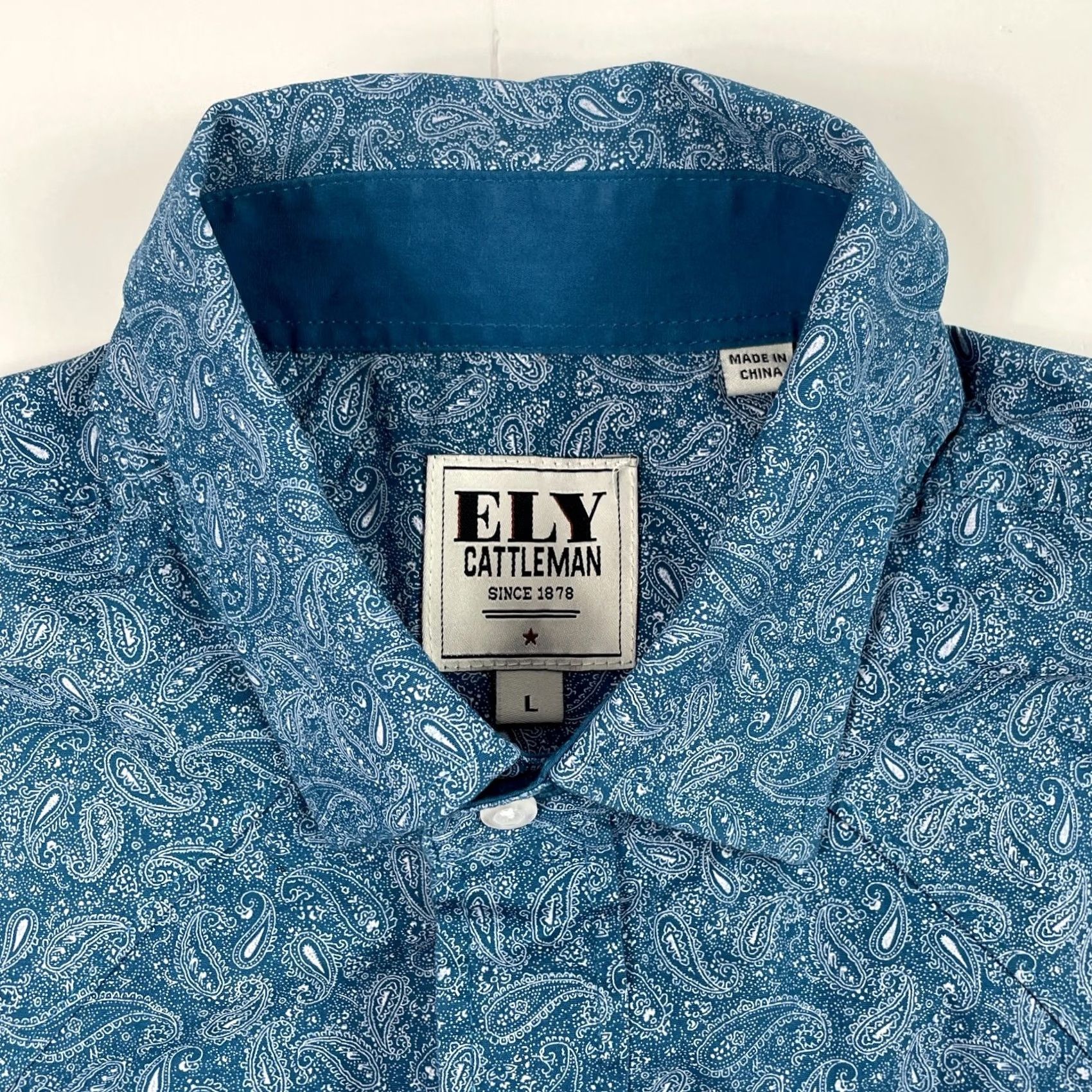 Vintage Ely Cattleman Shirt Mens Large Blue Pearl Snap Paisley Long Sleeve - Cotton Size US L / EU 52-54 / 3 - 7 Thumbnail