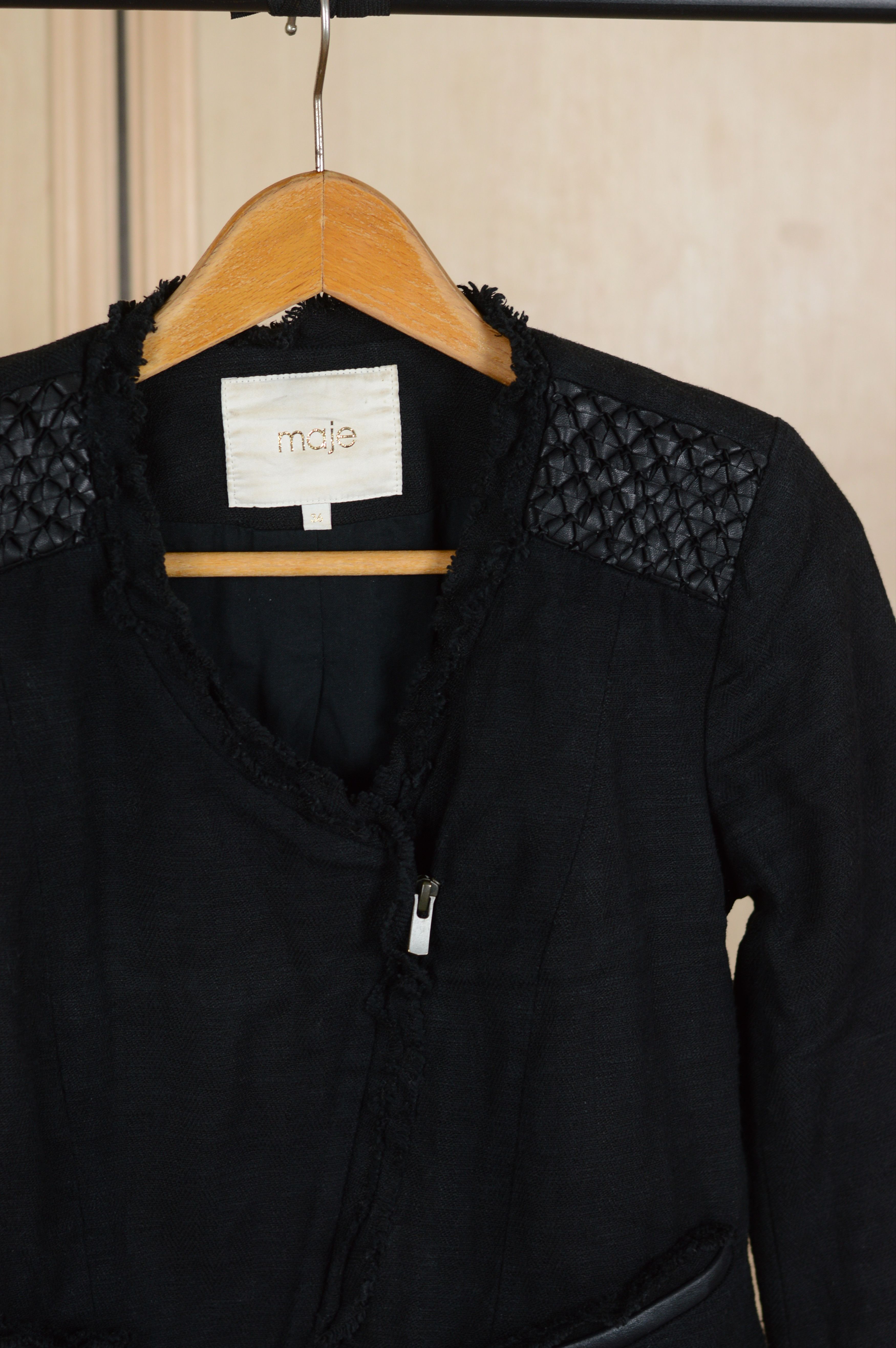 Maje Maje Cotton Jacket Lambskin Details e13 ahead Size XS / US 0-2 / IT 36-38 - 2 Thumbnail