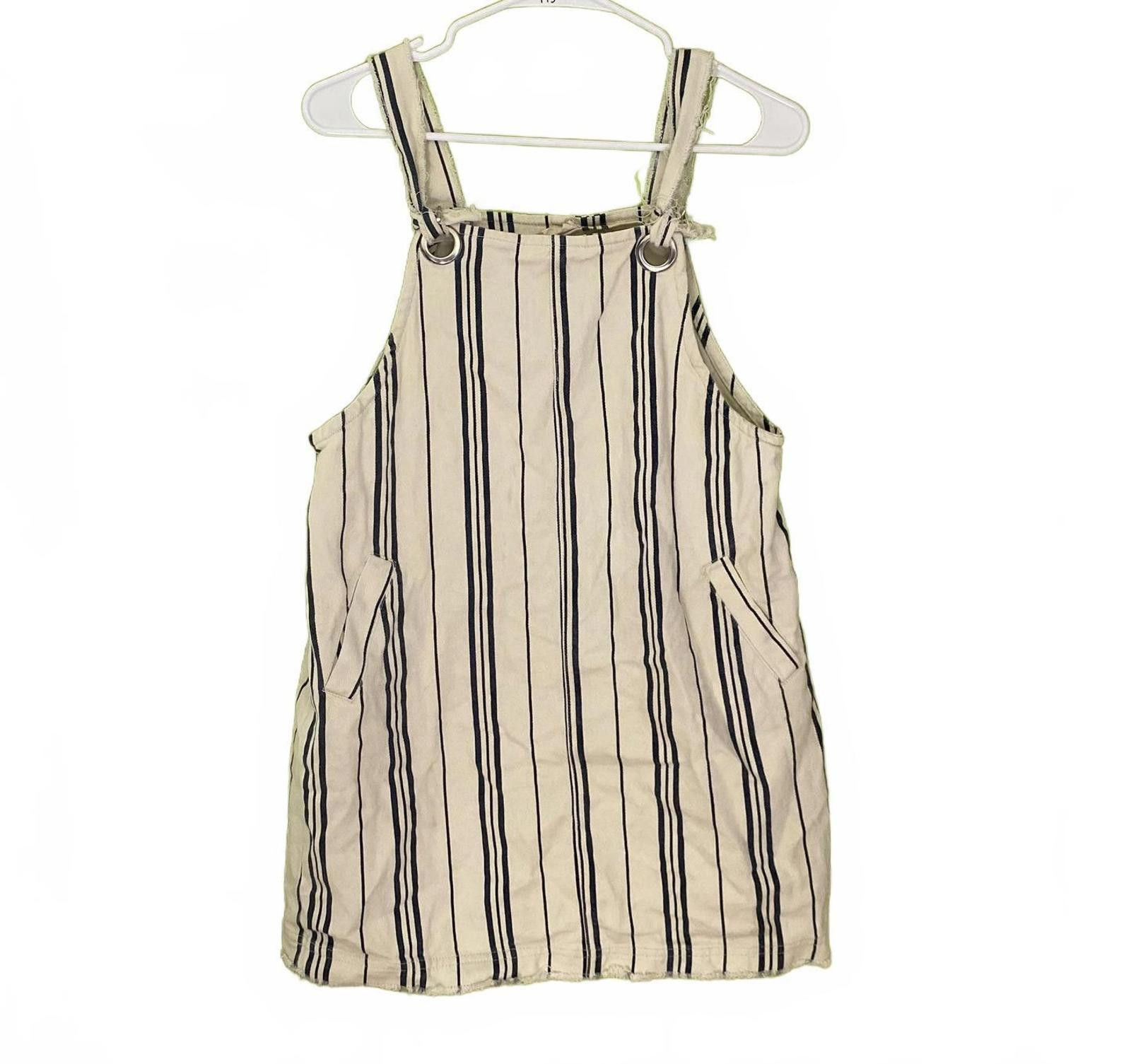 Designer Altard State Cream and Blue Overall Mini Dress S Size S / US 4 / IT 40 - 1 Thumbnail