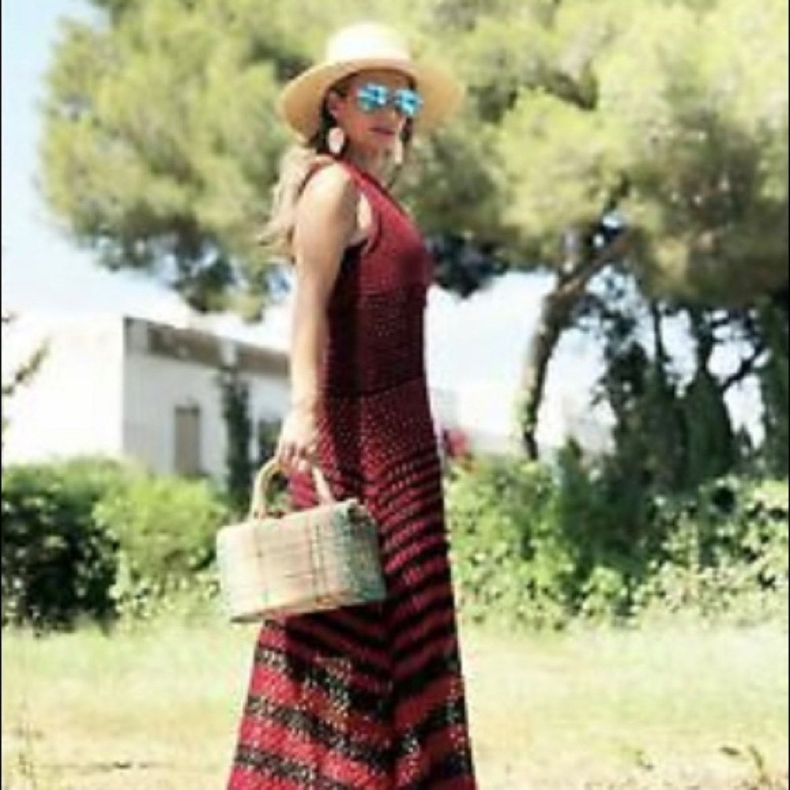 Zara Zara Studio Red Black Linen Maxi Long Knit Crochet Dress | Grailed