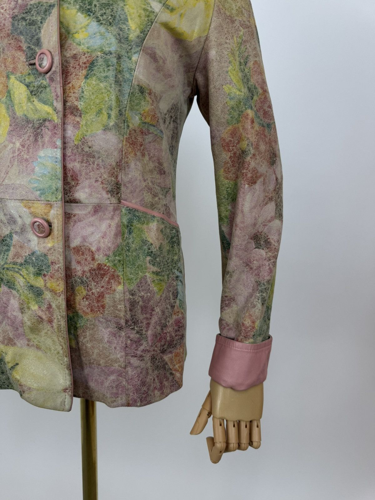 Other Vintage FRIITALA Jacket Floral Leather Coat Womens 90s Size M / US 6-8 / IT 42-44 - 8 Thumbnail