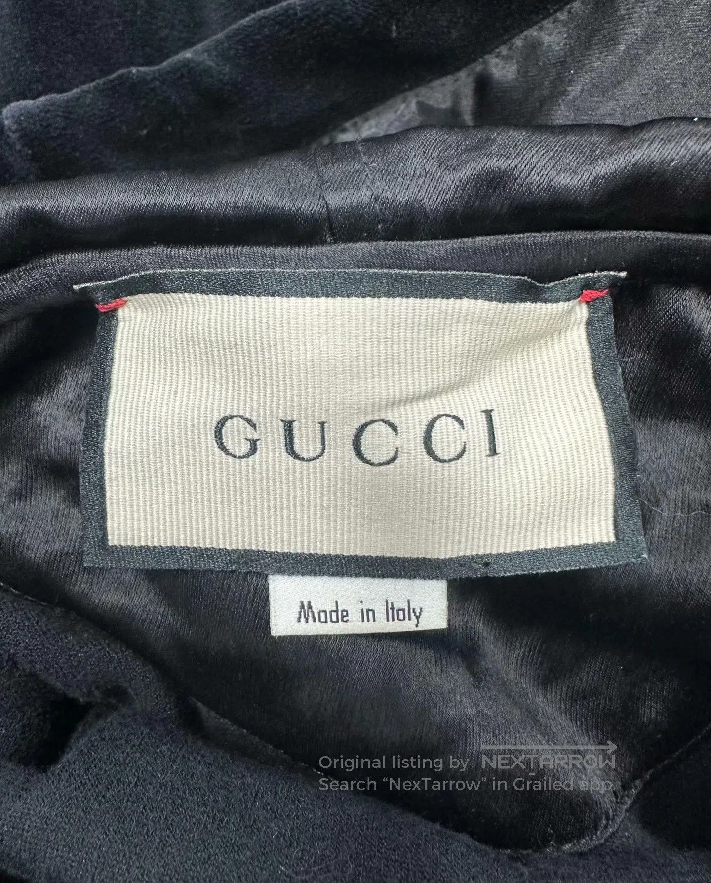 Gucci Guicci Black Velvet Embroidered Logo Hooded Sweatshirt| Size US S / EU 44-46 / 1 - 3 Thumbnail