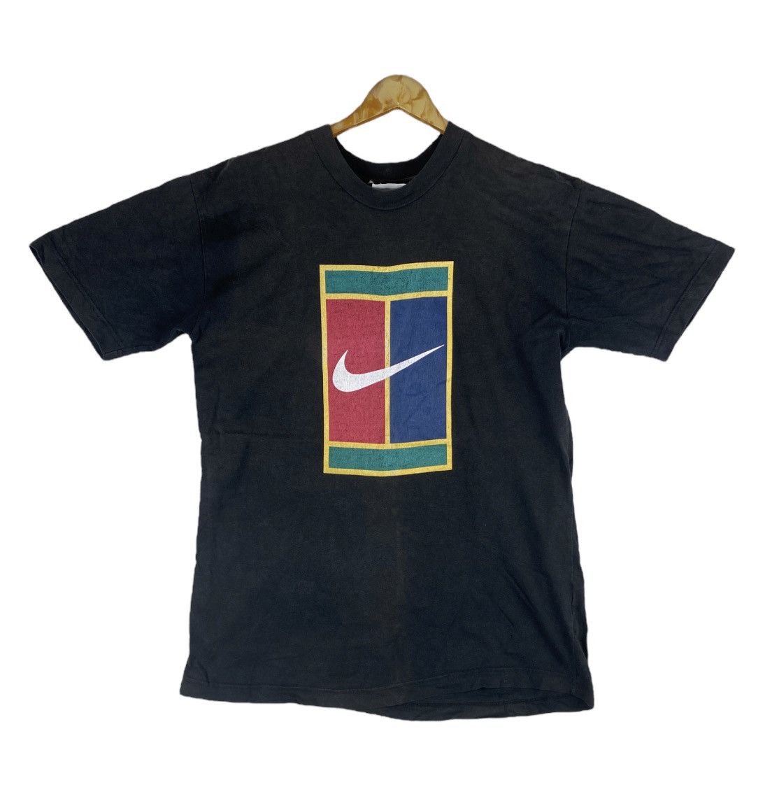 Nike × Vintage Vintage 90s NIKE Challenge Court Tennis Big Logo T-Shirt Size US M / EU 48-50 / 2 - 1 Thumbnail