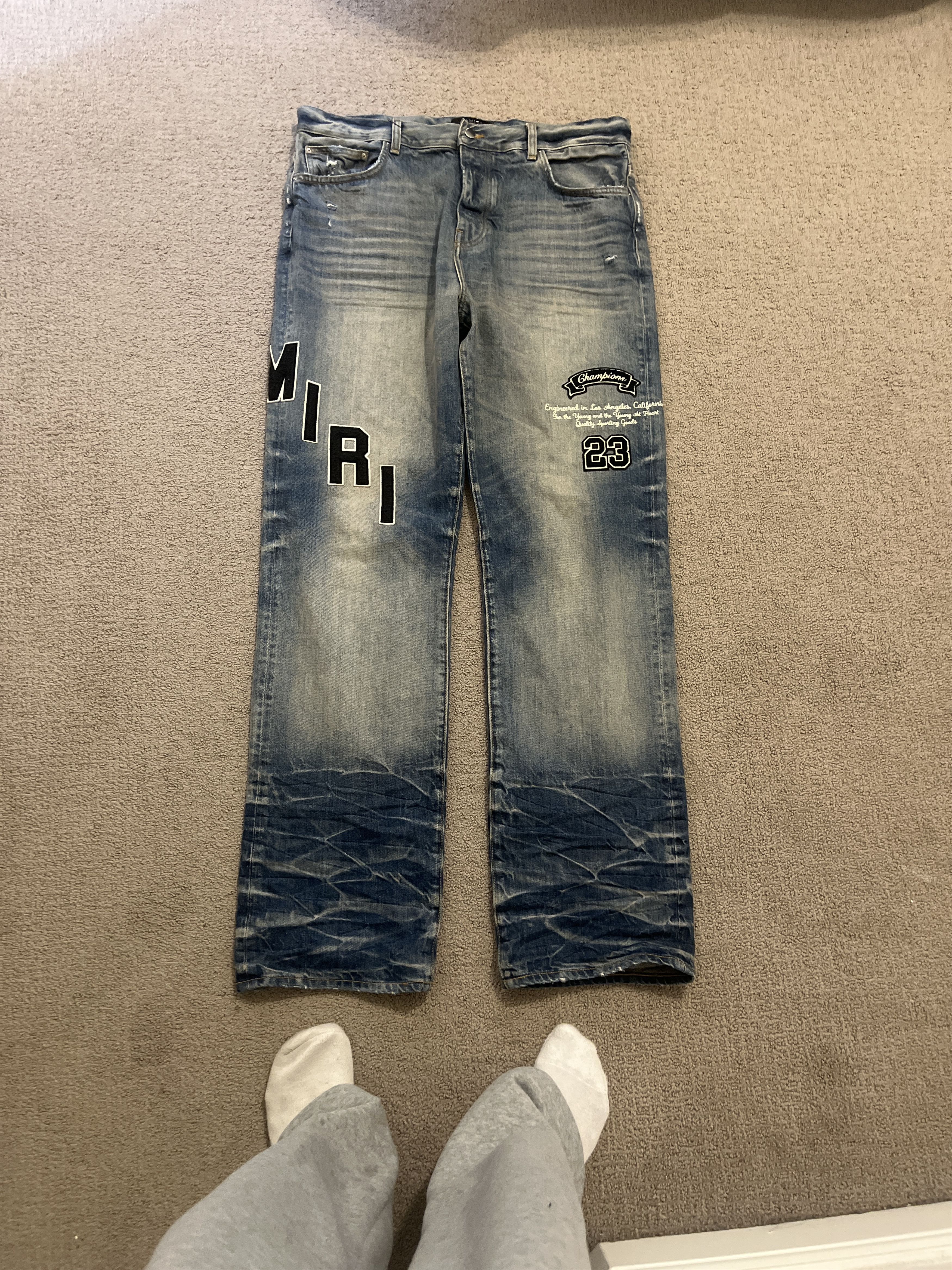 image of Amiri Hockey Straight Jean in Dark Indigo, Men's (Size 36)
