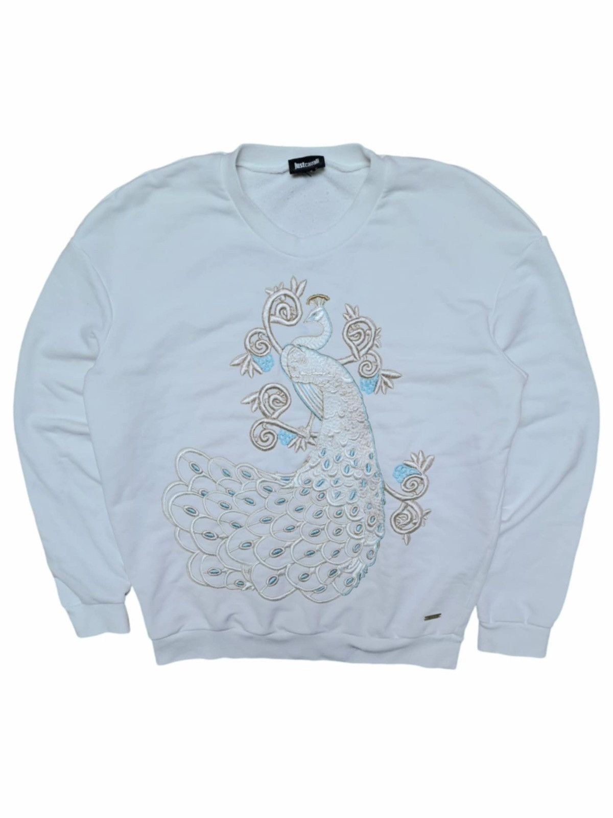 Just Cavalli White Crewneck sweatshirt big embroidery Size US M / EU 48-50 / 2 - 1 Thumbnail