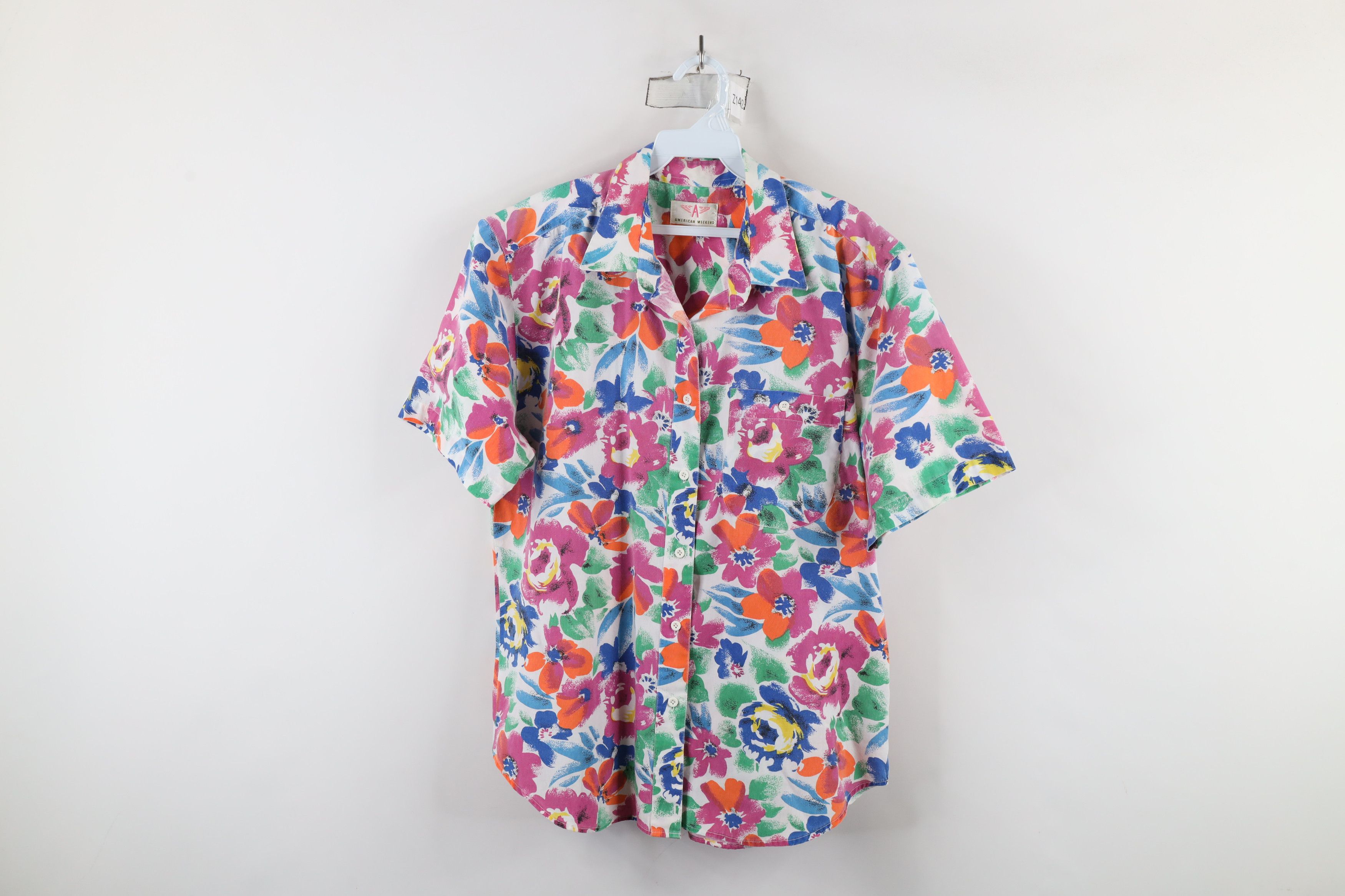 Vintage Vintage 90s Streetwear Rainbow Abstract Flower Button Shirt Size L / US 10 / IT 46 - 1 Thumbnail