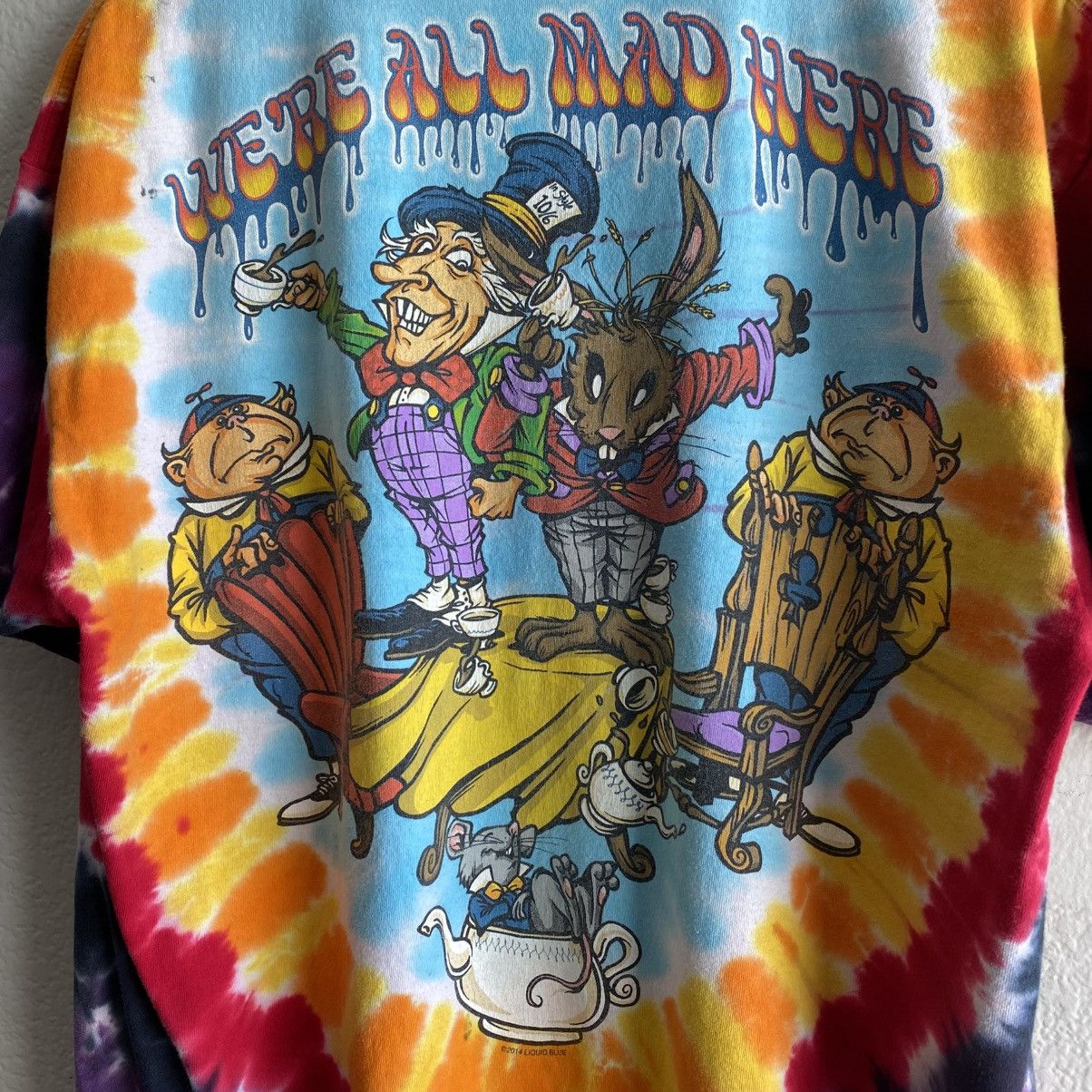 Vintage Vintage Liquid Blue Alice in Wonderland Tie Dye Tee Shirt Size US XXL / EU 58 / 5 - 4 Thumbnail