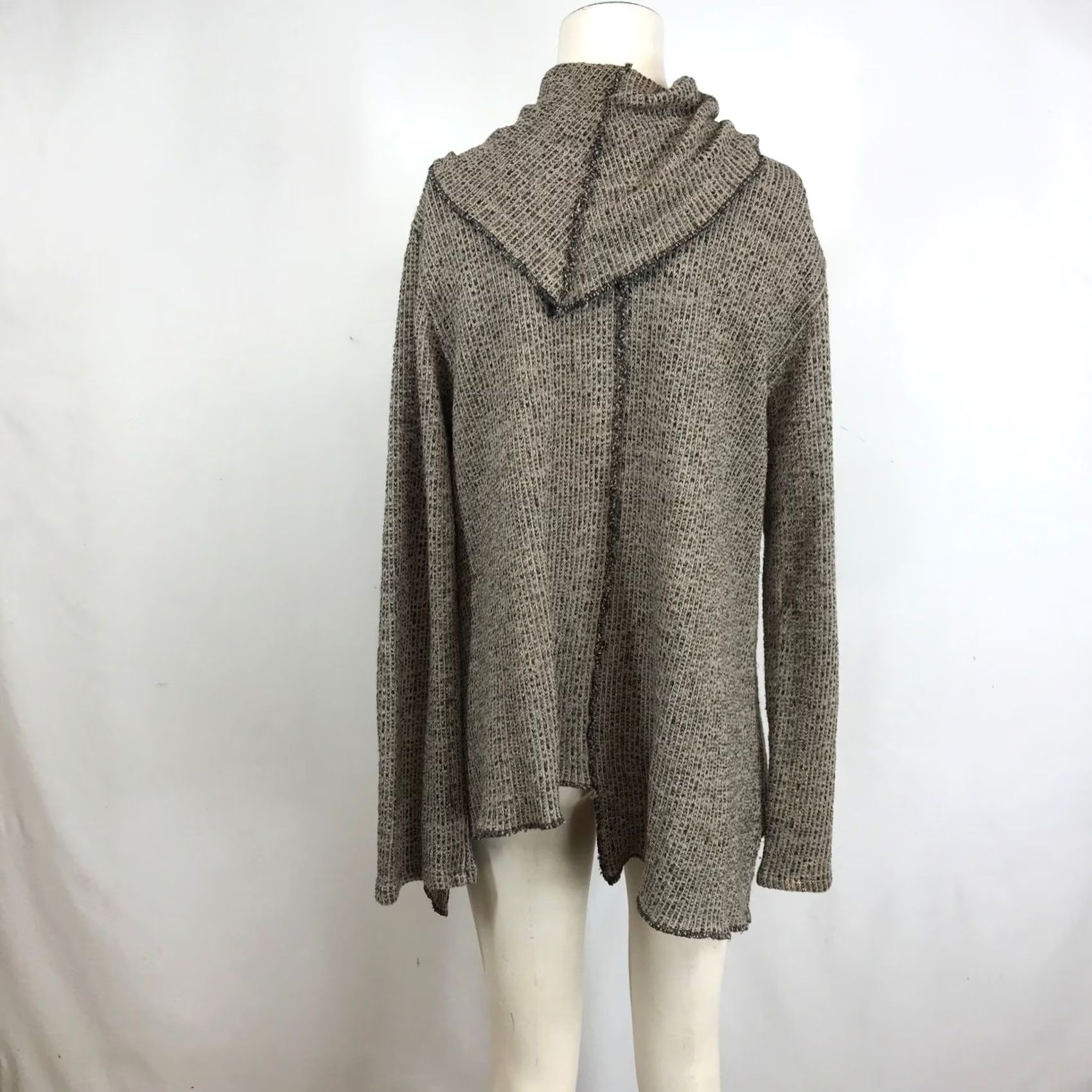Vintage Bodil Cowl Neck Asymmetrical Marled Knit Brown Sweater S Lagenlook Boho Travel Workwear Casual Size S / US 4 / IT 40 - 5 Thumbnail