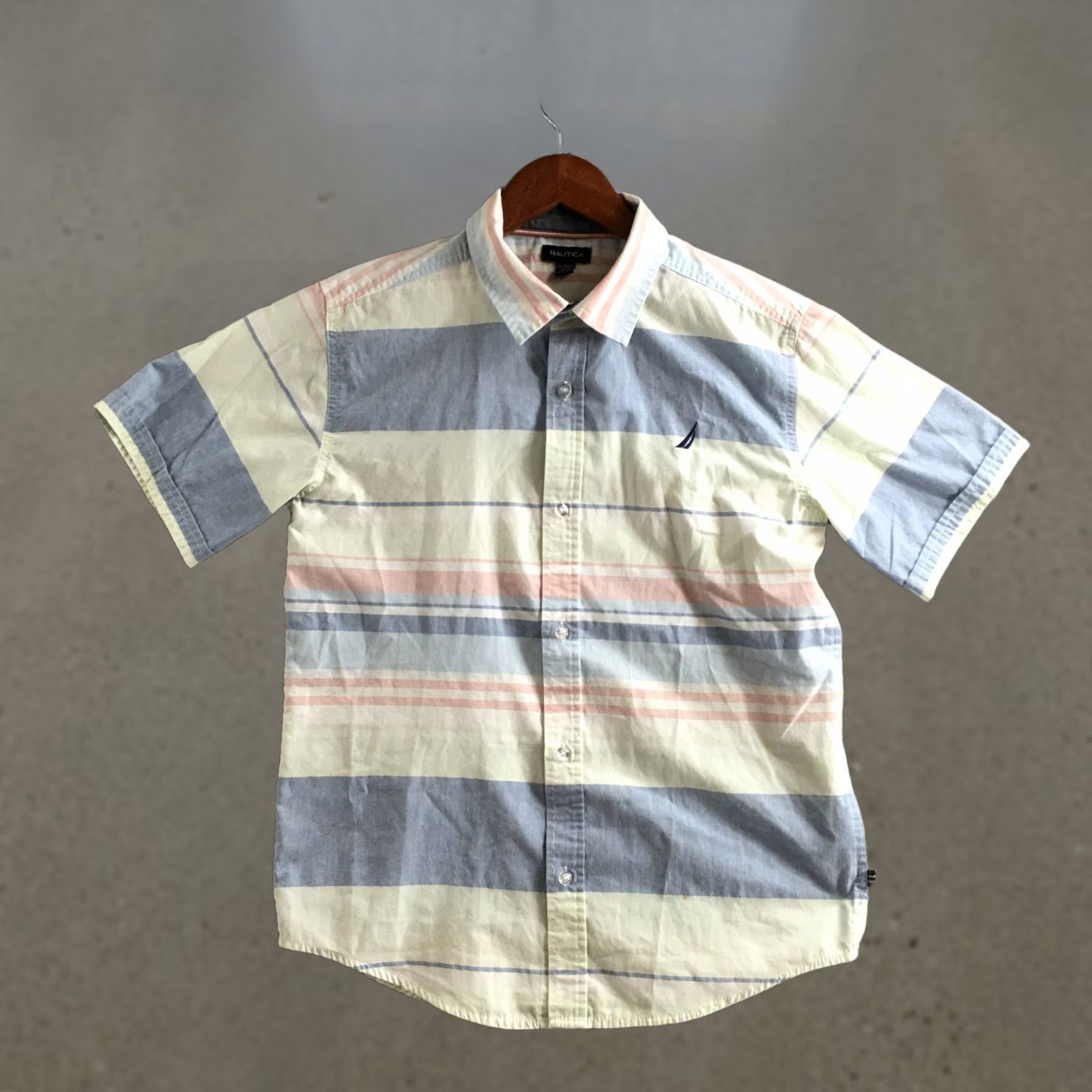 Nautica Nautica Button Up Shirt Mens XL Multi Striped Cotton Blend Short Sleeve Casual Mens XL Button-Up Shirt Size US XL / EU 56 / 4 - 1 Thumbnail
