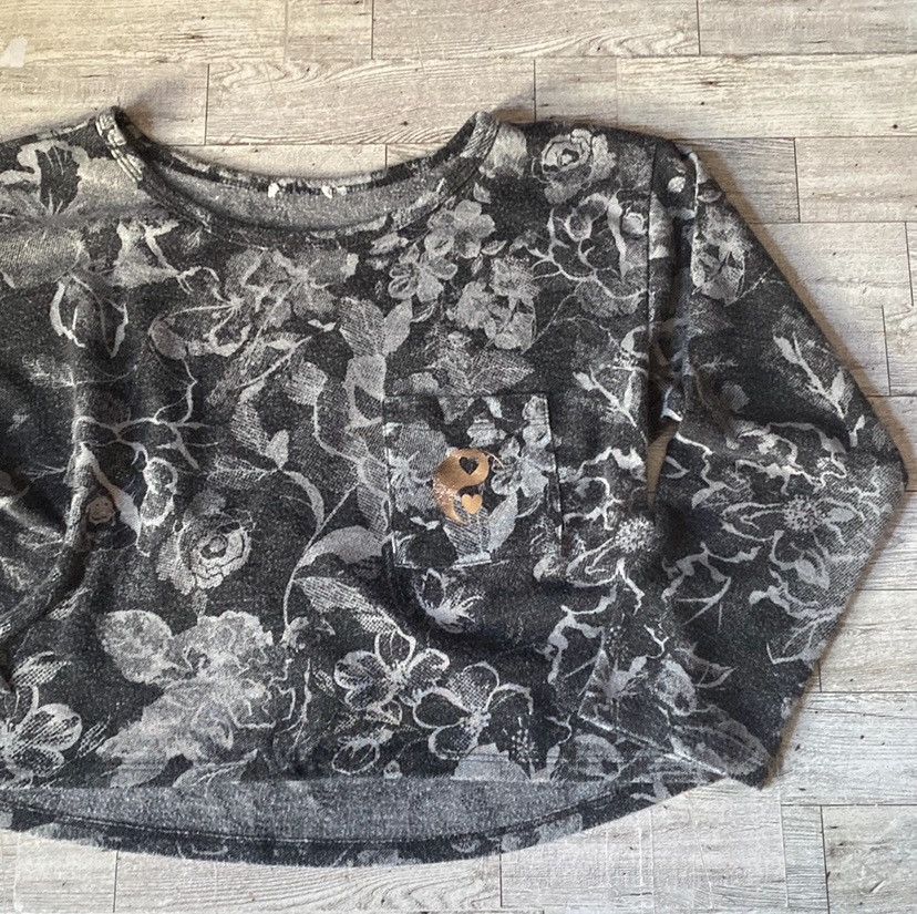 Vintage Y2K, Floral, Monochrome, Ying Yang, Cropped, Knit 3/4 Sleeve Size S / US 4 / IT 40 - 15 Thumbnail