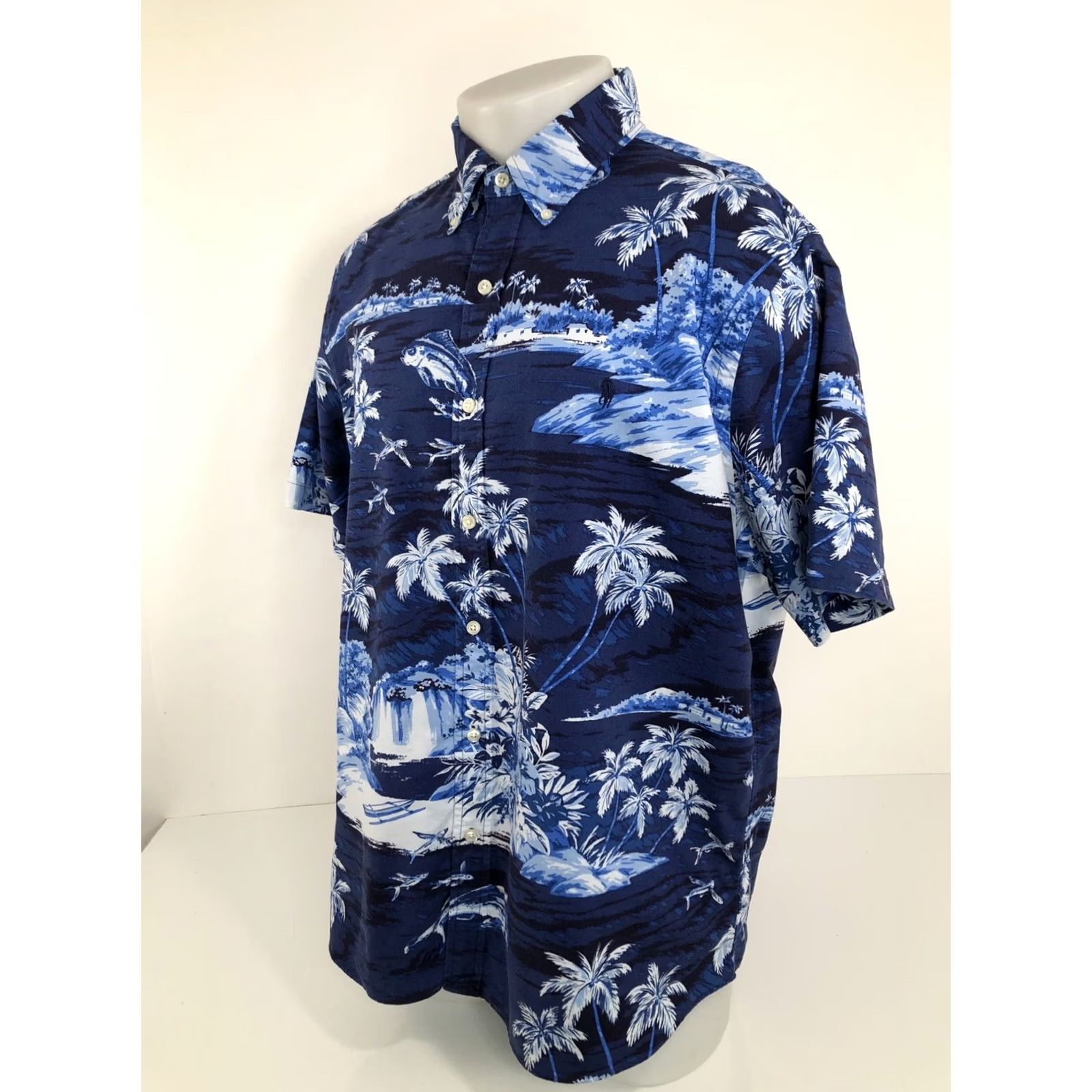 Ralph Lauren RALPH LAUREN Shirt XL Aloha Hawaiian Flying Fish Beach Theme Blue Men Size US XL / EU 56 / 4 - 5 Thumbnail