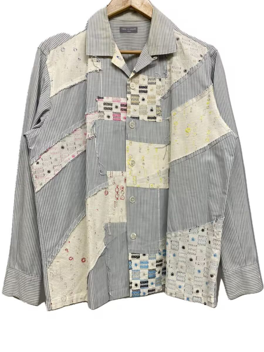 Comme des Garcons × Comme des Garcons Homme Reconstructed Patchwork Striped Button Shirt Size US M / EU 48-50 / 2 - 1 Thumbnail