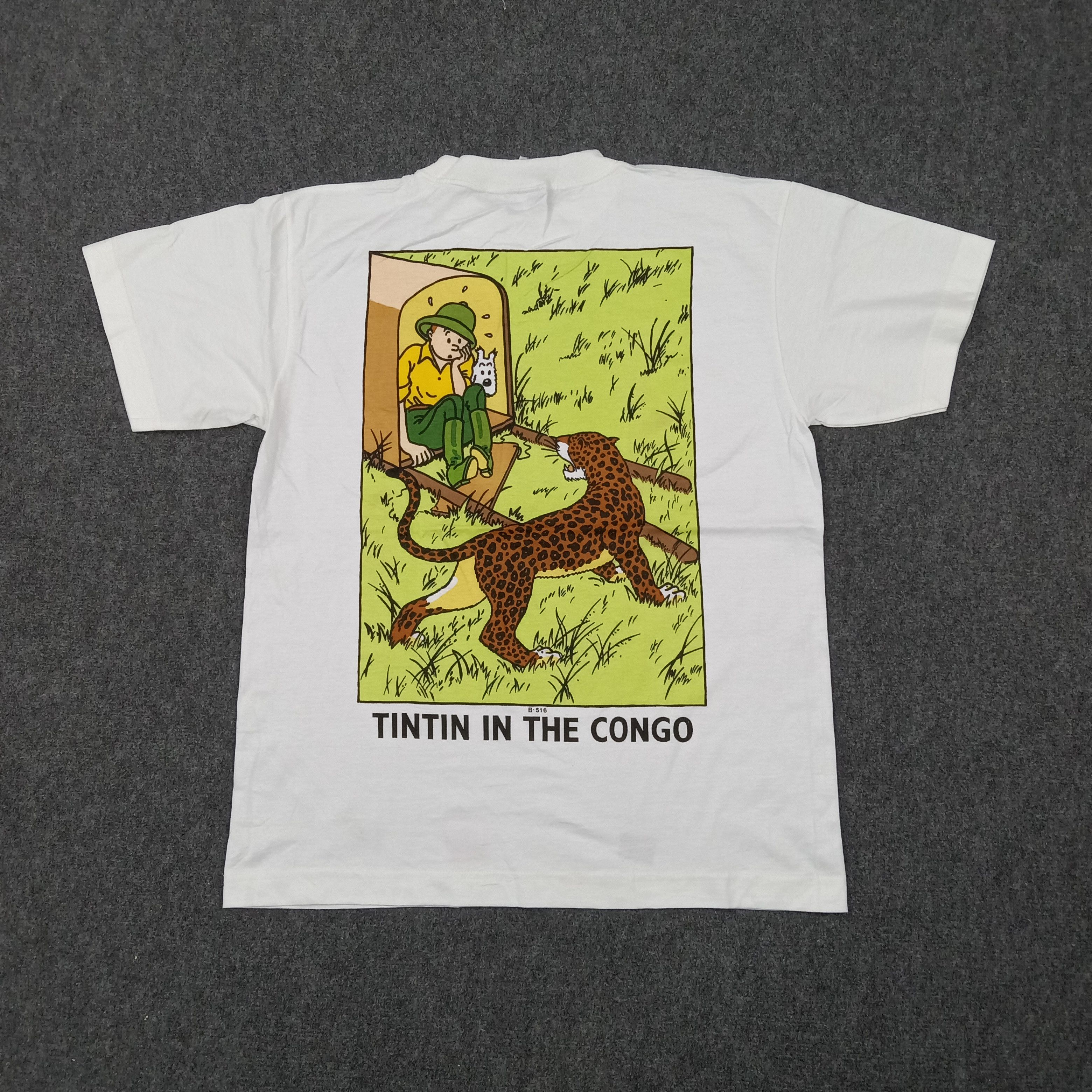 Vintage Tintin In The Congo Retro Cartoon Comic Tdshirt C276N3 Size US L / EU 52-54 / 3 - 1 Thumbnail