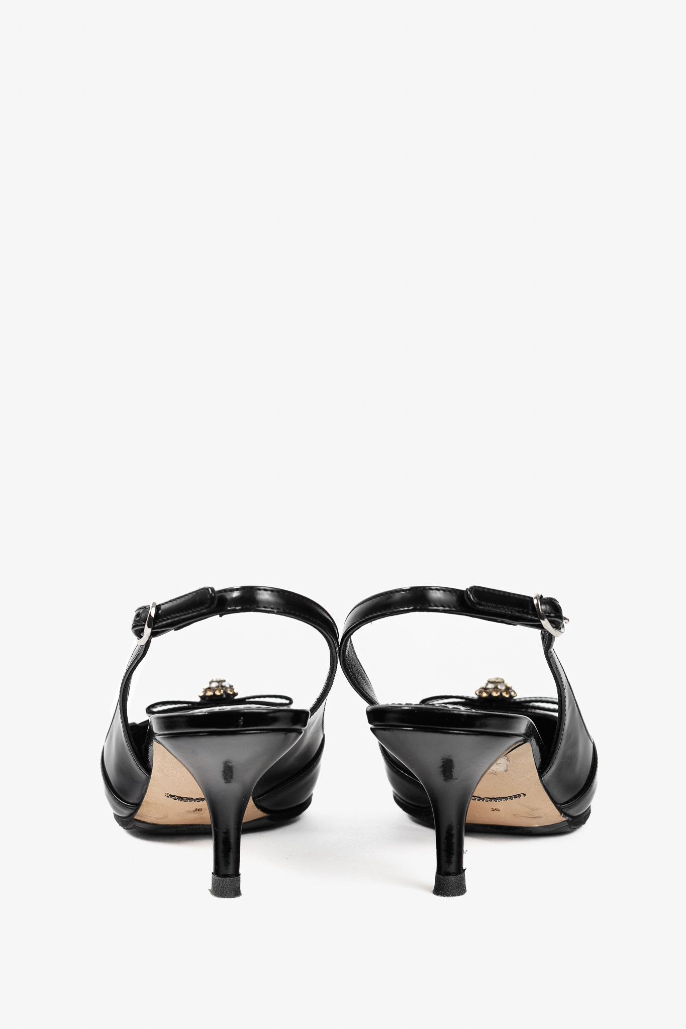 Dolce & Gabbana Dolce & Gabbana Patent Embellished Slingback Heels Size US 5.5 / IT 35.5 - 3 Thumbnail