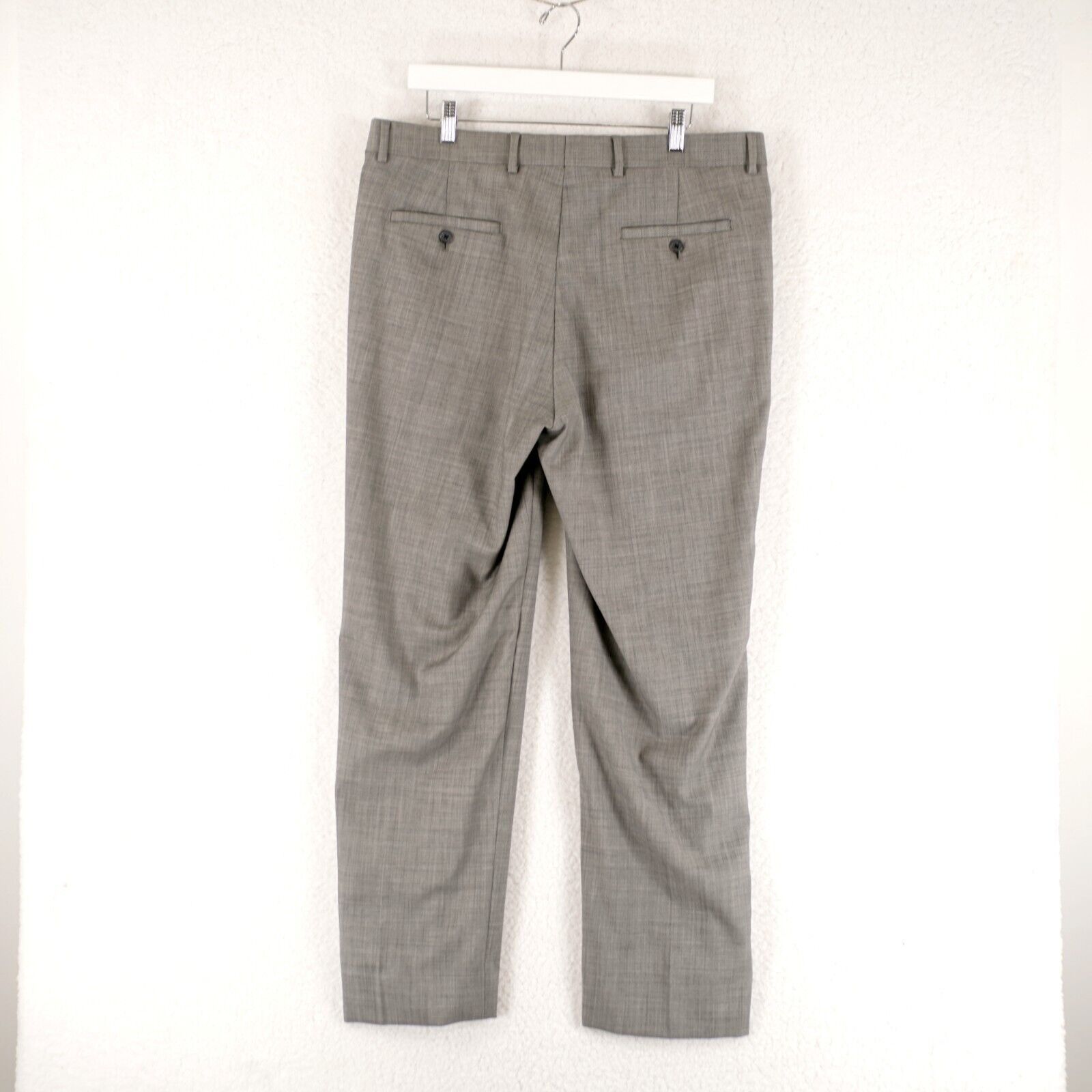 Egara Egara Gray Wool Sharkskin Flat Front Mid Rise Dress Pants 37 Size 36R - 4 Thumbnail