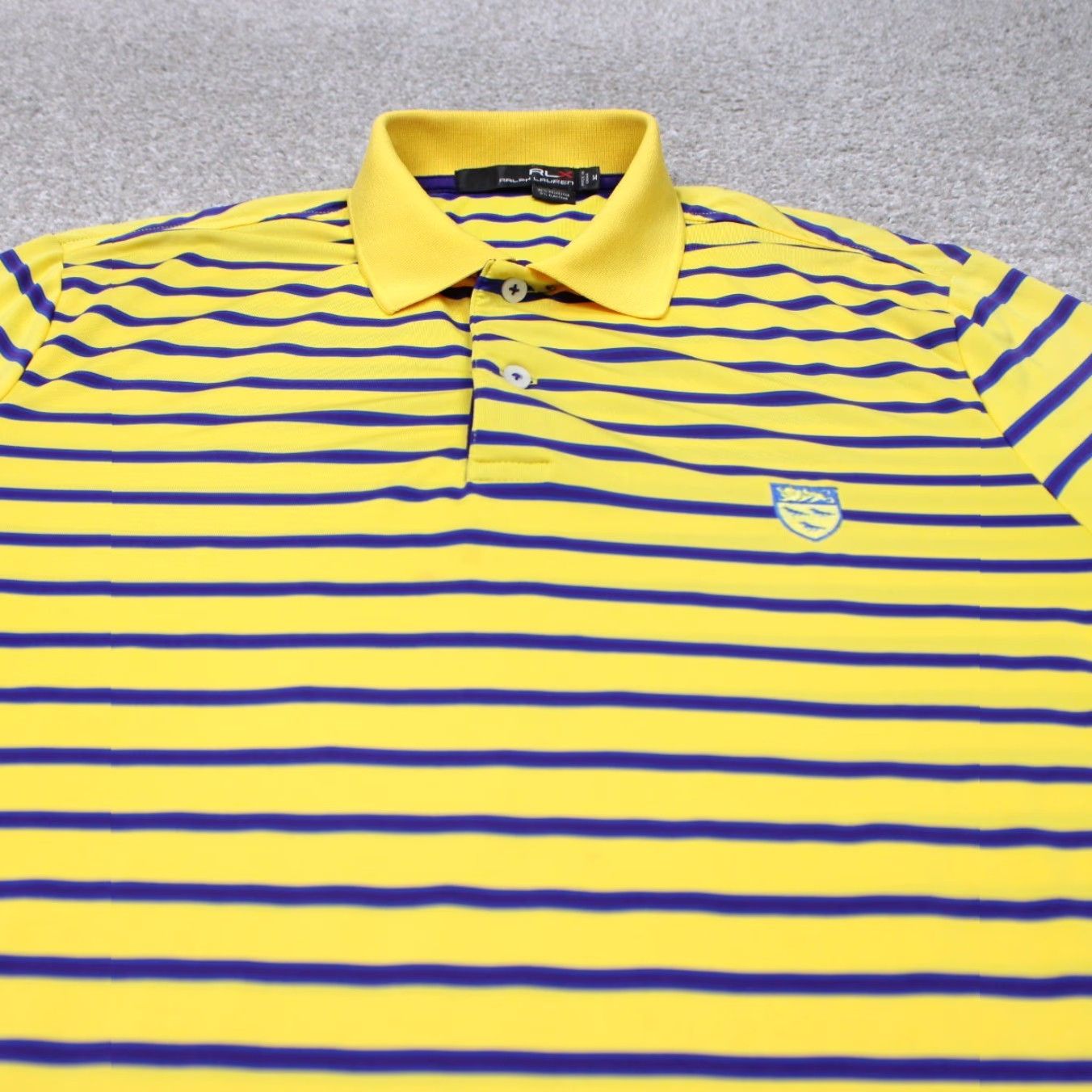 RLX Ralph Lauren RLX Ralph Lauren Polo Shirt Mens Medium Yellow/Blue Split Hem Polyester Stretch Polo Shirt Mens Medium Yellow/Blue Size US M / EU 48-50 / 2 - 4 Thumbnail