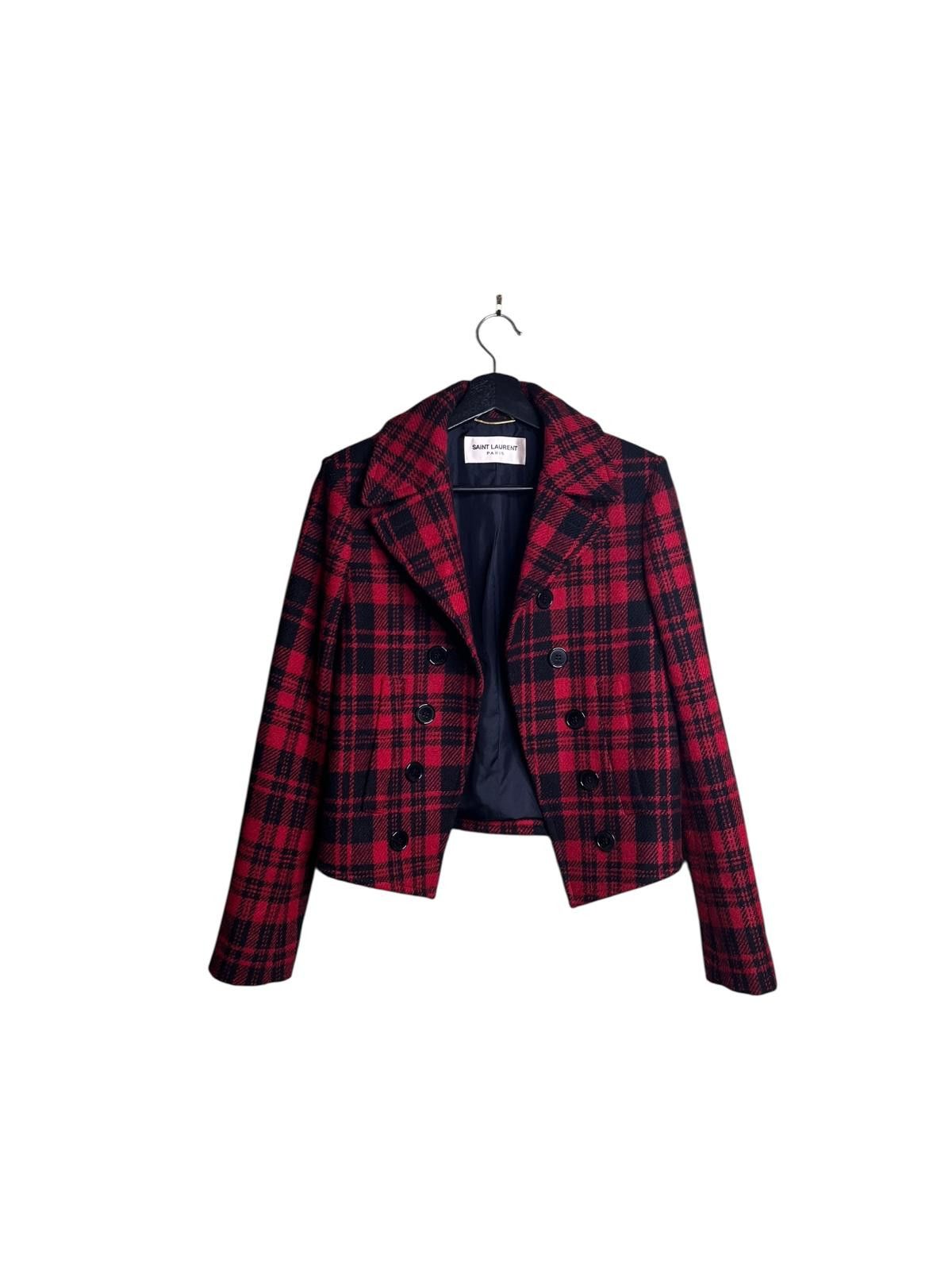 Saint Laurent Paris Saint Laurent FW14 wool Tartan Cropped Blazer Hedi Slimane Size M / US 6-8 / IT 42-44 - 1 Thumbnail