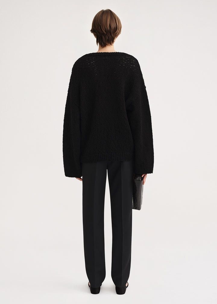 Toteme o1mle0525 Textured Cotton Sweater in Black Size M / US 6-8 / IT 42-44 - 4 Thumbnail