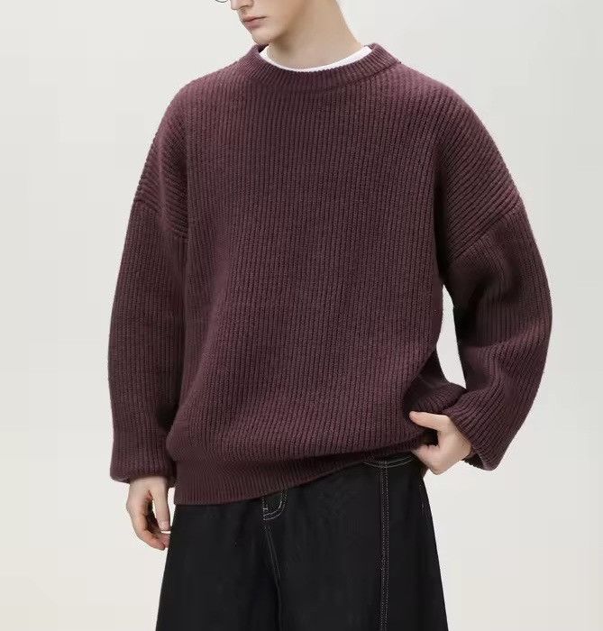 Other Basic Casual Loose Knitted Textured Burgundy Sweater Size US XXL / EU 58 / 5 - 3 Thumbnail