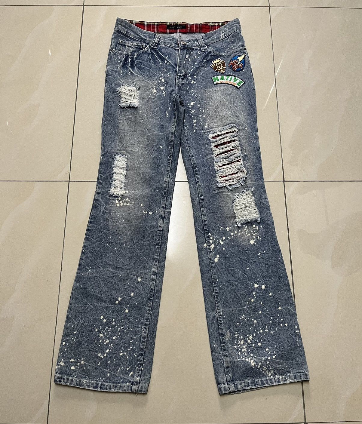Japanese Brand Zerosail thrashed Punk distressed paint splatter jean F1 Size US 31 - 2 Thumbnail