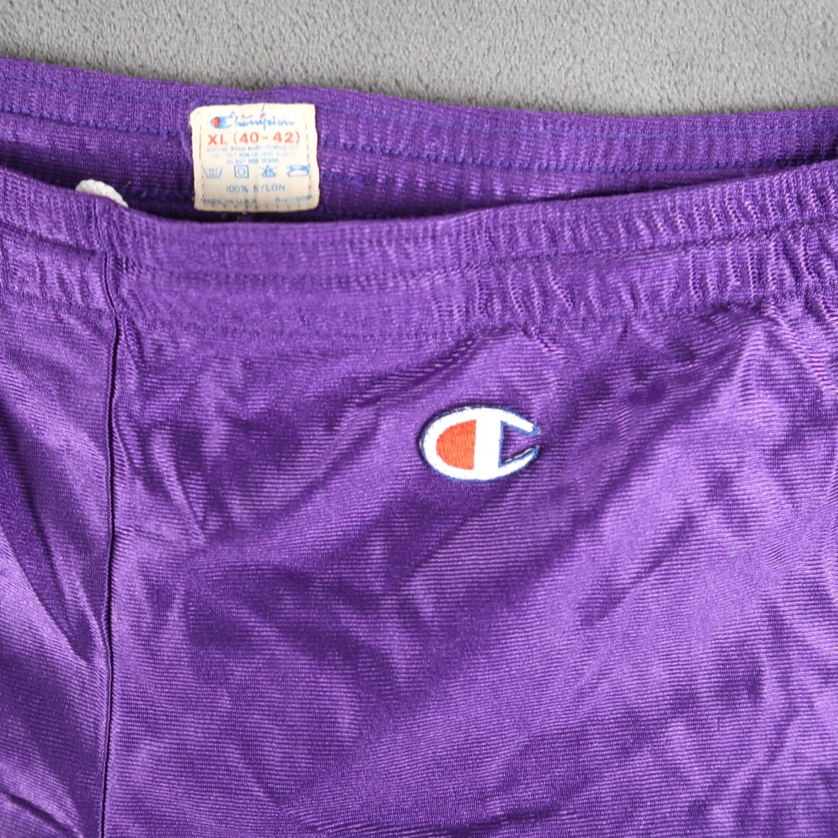 Champion VINTAGE Champion Basketball Shorts Mens XL Purple Drawstring 80s Phoenix Suns Athletic Nylon Size US 36 / EU 52 - 3 Thumbnail