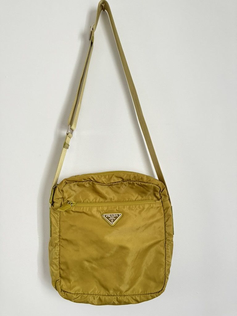 image of Prada Nylon Shoulder Crossbody Bag Purse Lime Green, Women's