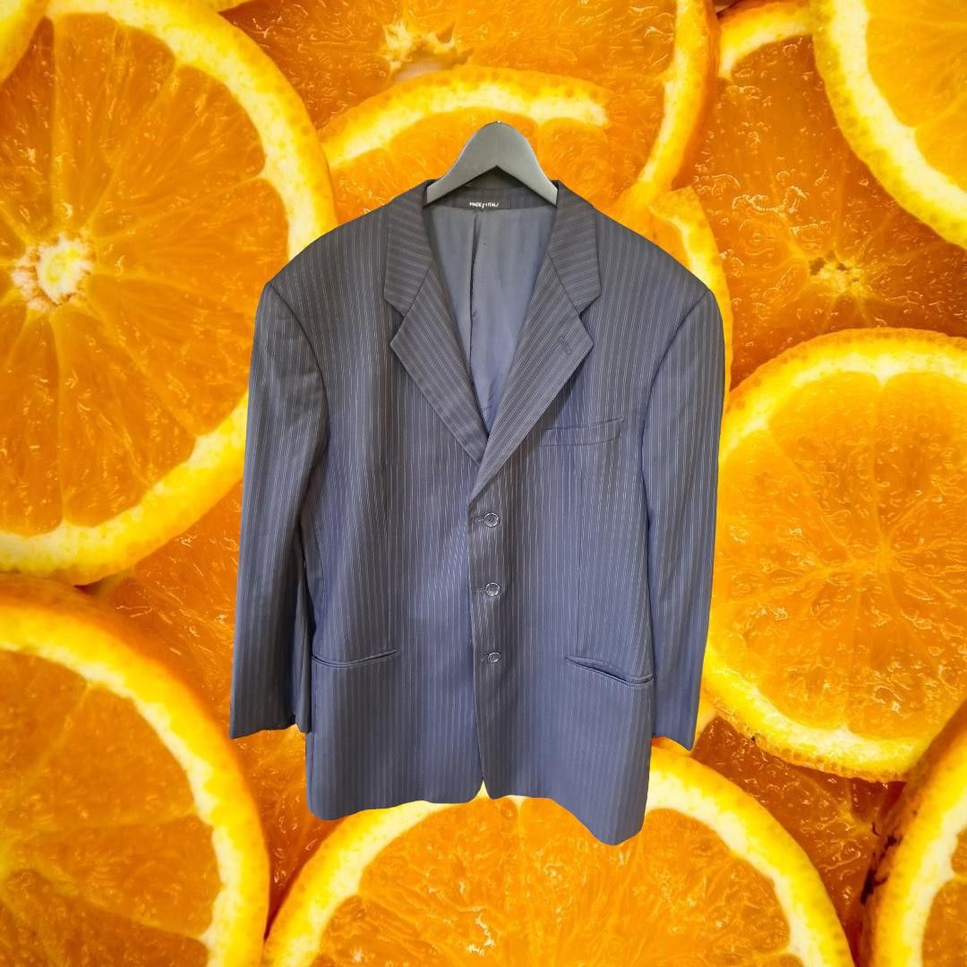 Armani Collezioni Armani Collezioni Blue Pinstripe Suit Jacket Size 46L Size 46R - 6 Thumbnail