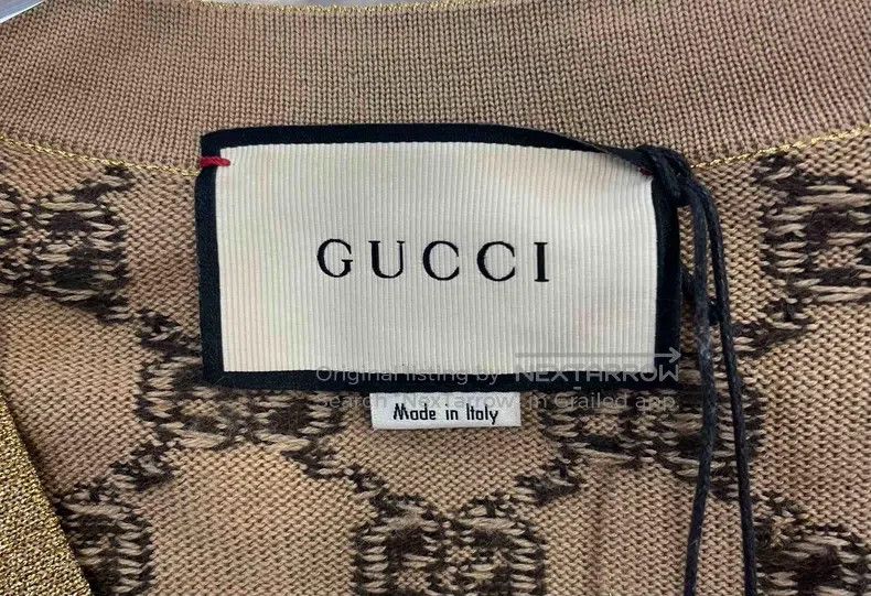 Gucci Gucci Brown gold silk old flower full of logo knitted card Size XS / US 0-2 / IT 36-38 - 3 Thumbnail